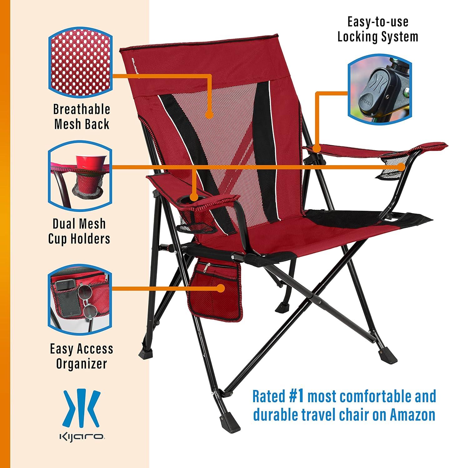 Kijaro Dual Lock XXL Chair, Red, Adult