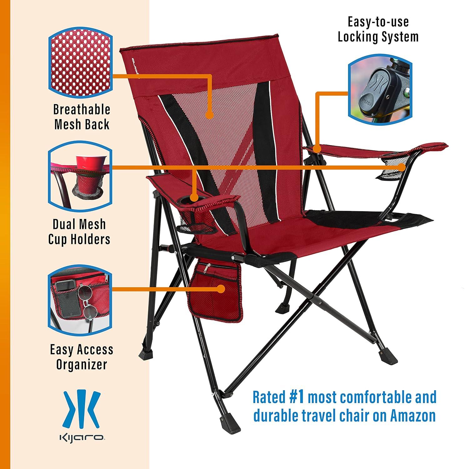 Kijaro Dual Lock XXL Chair, Red, Adult
