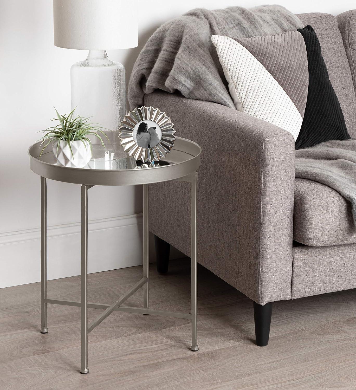 Kate and Laurel Celia Round Metal Side Table, 18.25x18.25x22, Silver