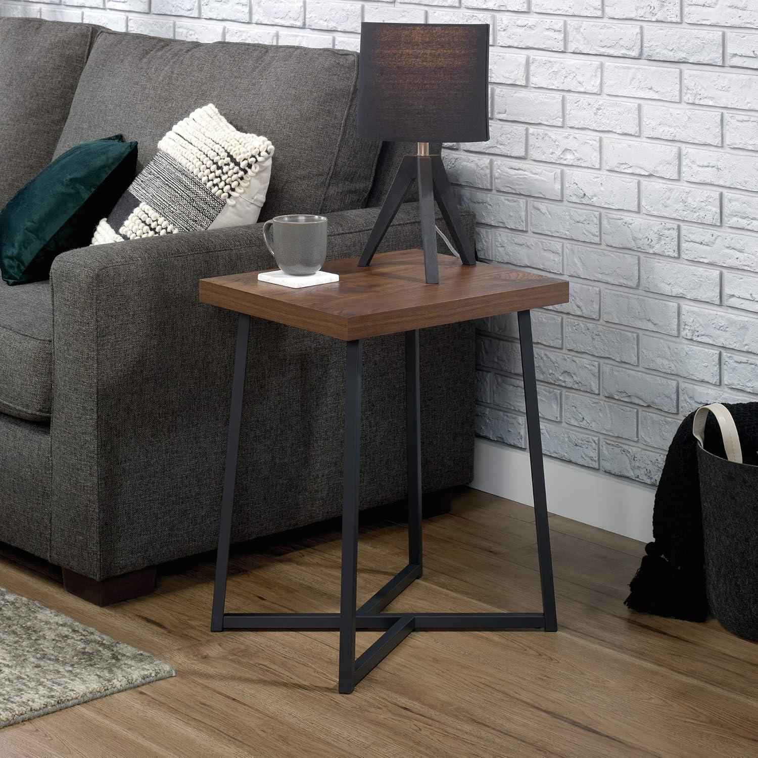 Grand Walnut & Metal Geometric Side Table