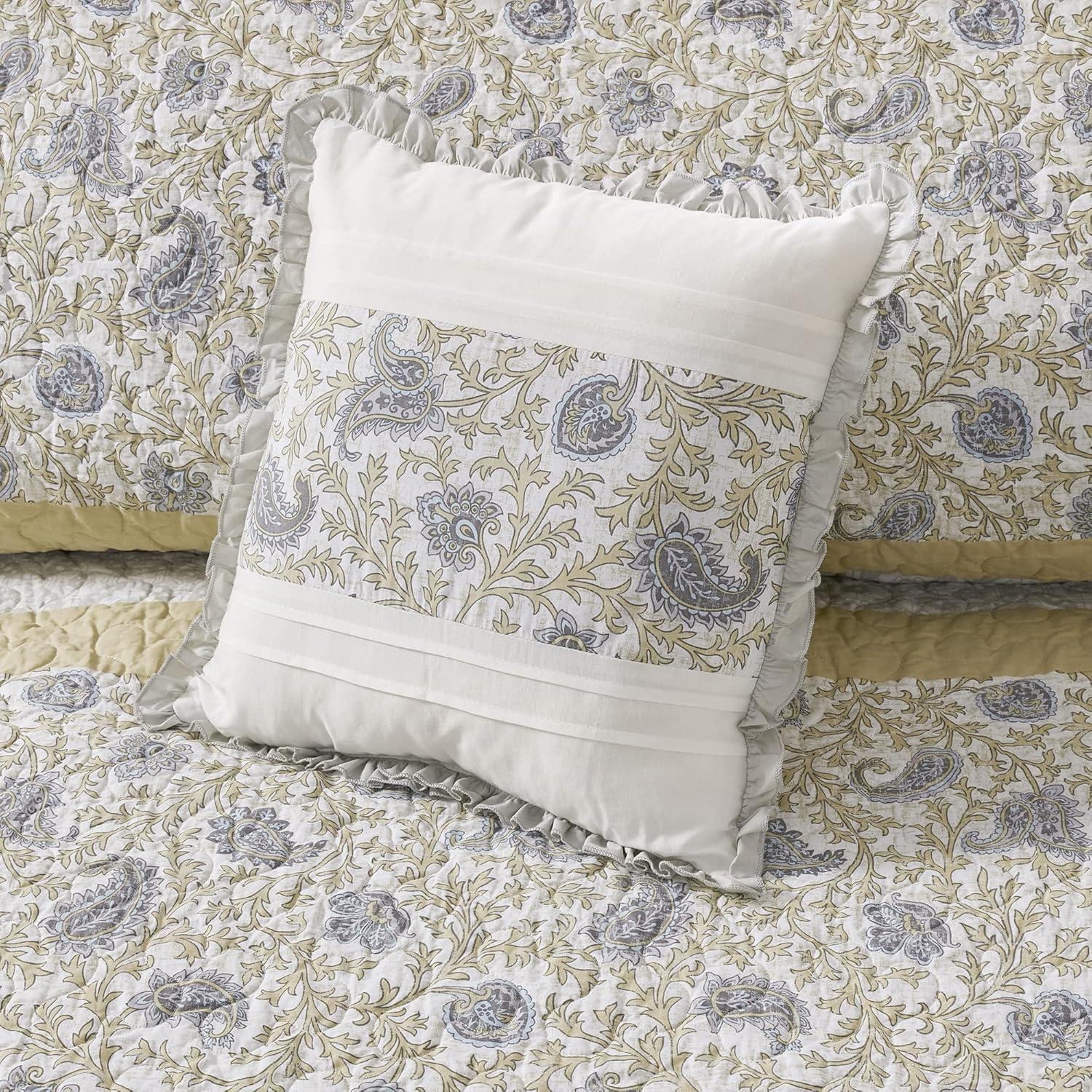 Dawn 6 Piece Cotton Percale Quilt Set with Throw Pillows