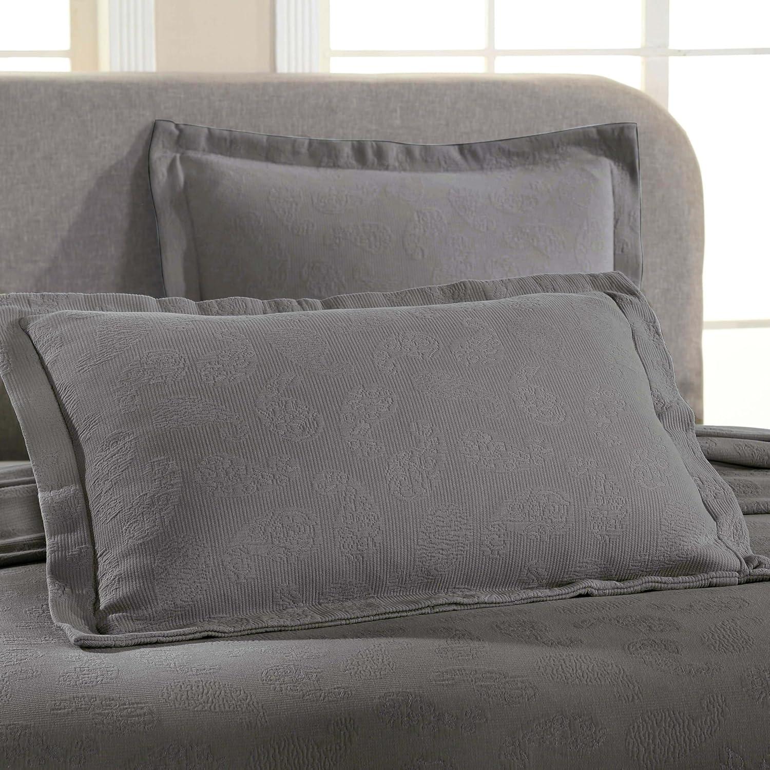 Superior Cotton Paisley Bedspread 3 Piece Bedding Set, Twin, Grey