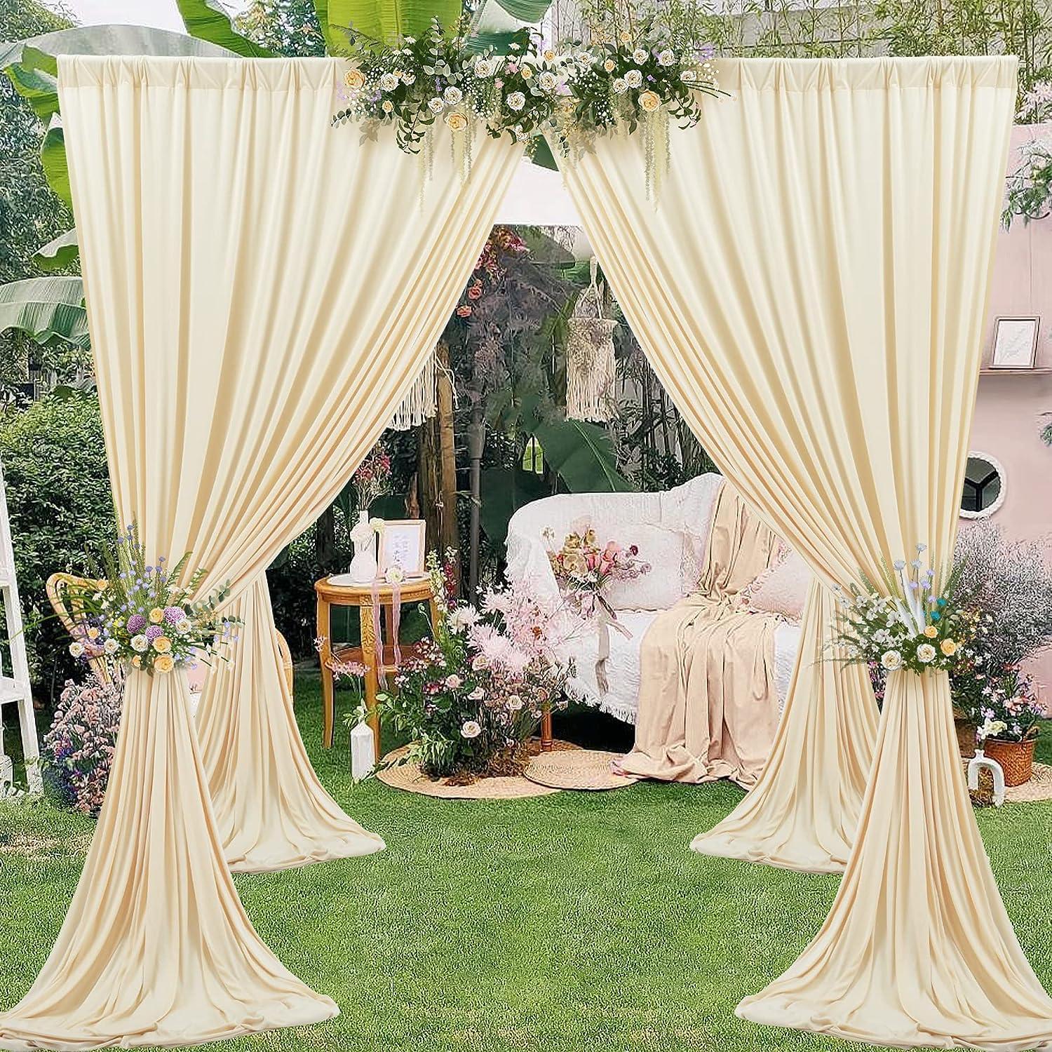 10ft x 10ft Champagne Polyester Backdrop Curtains for Events