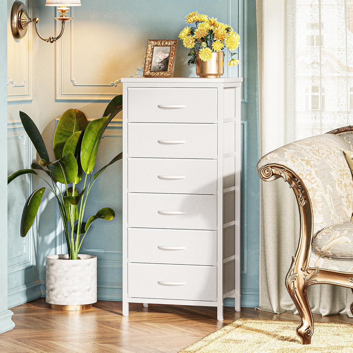 6 Drawer Dresser for Bedroom, Tall Dresser & Chests of Drawers, Fabric Dresser for Closet