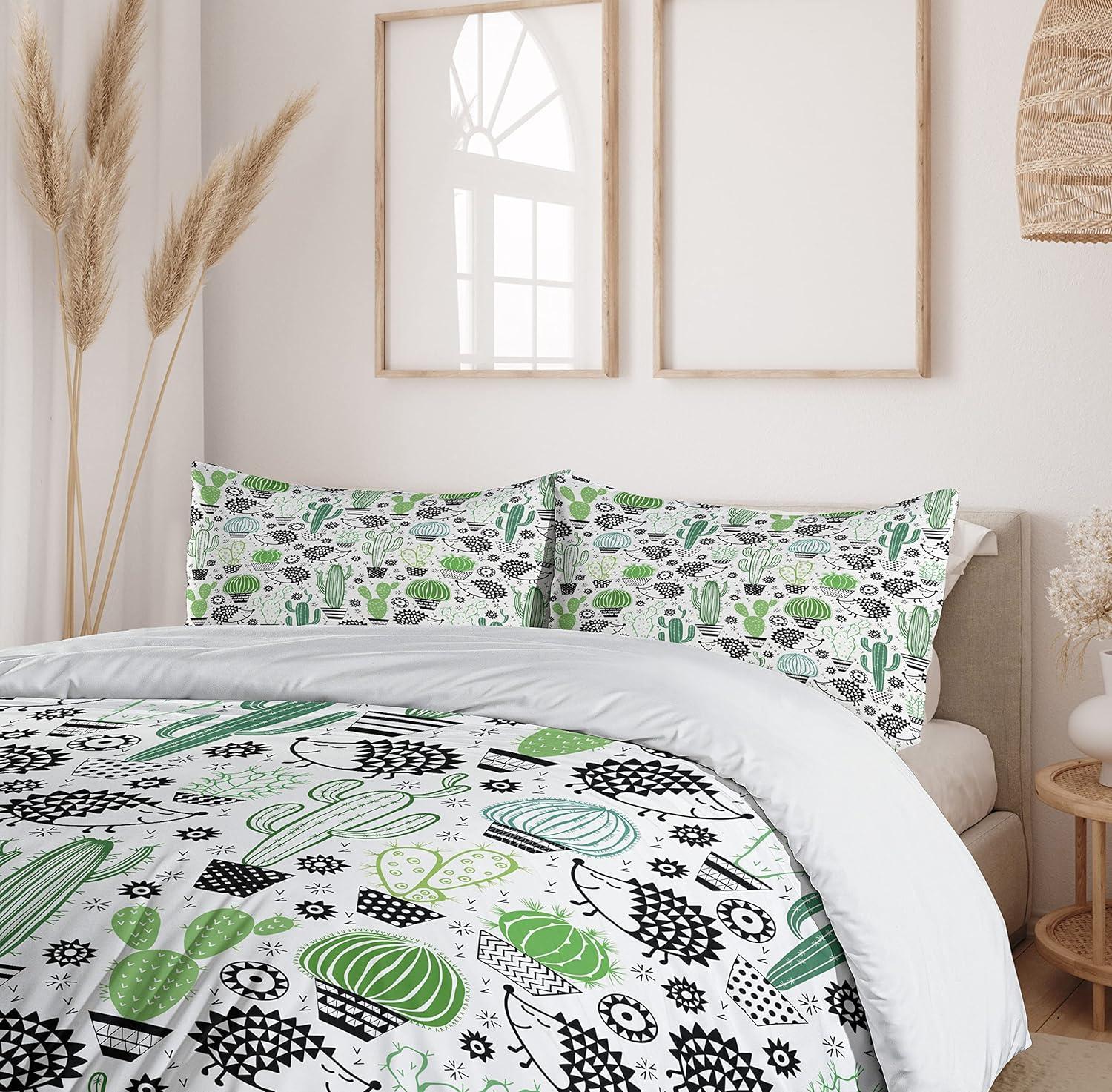 Ambesonne Eclectic Floral Duvet Cover Set