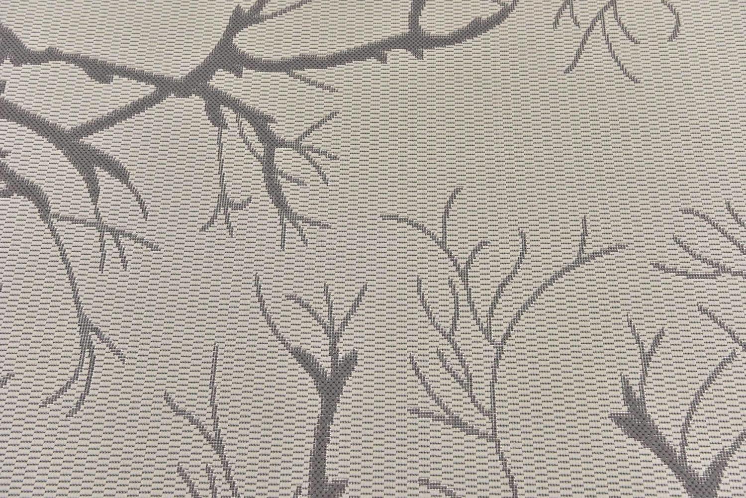 Unique Loom Branch Outdoor Botanical Rug , 6' 1" x 6' 1" ,Light Gray