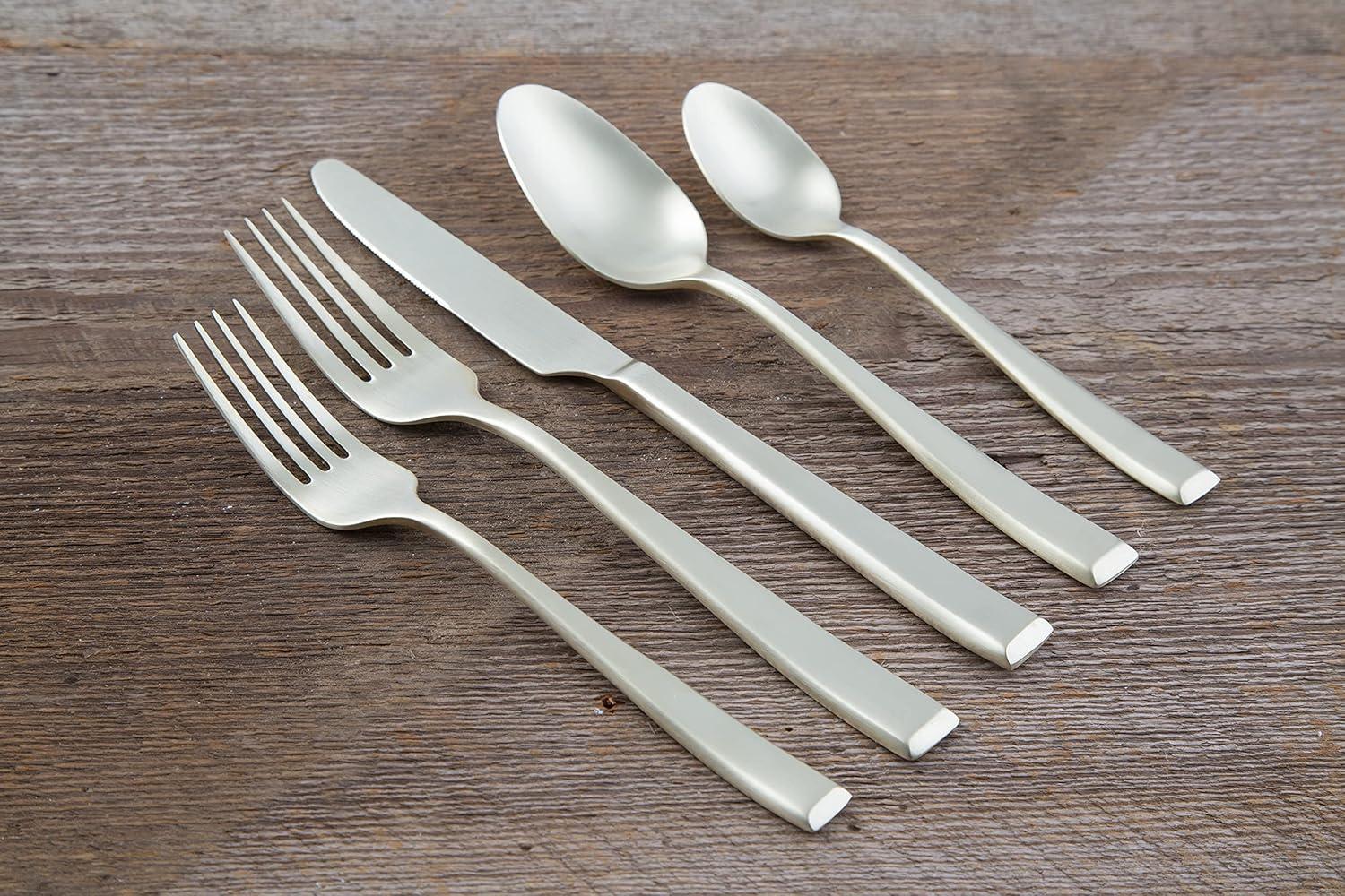 Samira Champagne Satin 20-Piece Stainless Steel Flatware Set