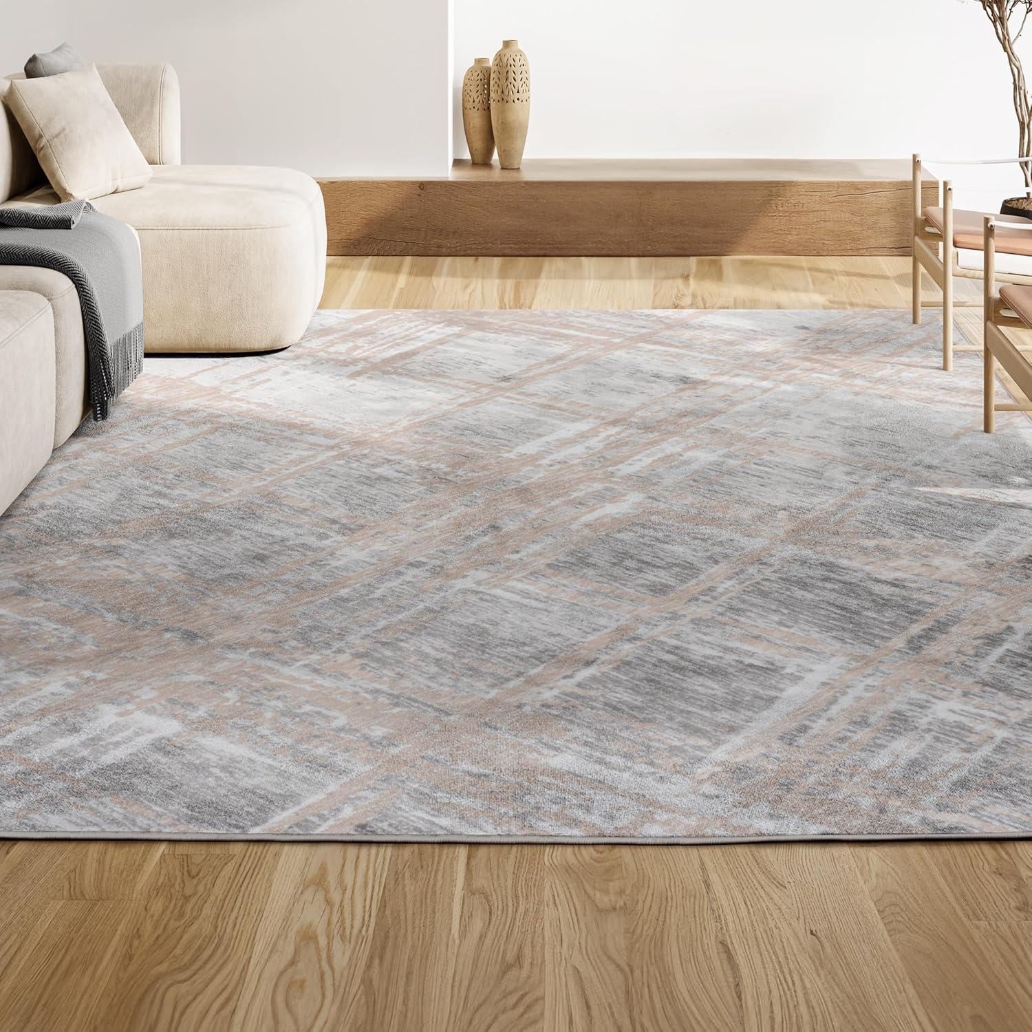 JONATHAN Y Slant Modern Abstract Beige/Gray 4 ft. x 6 ft. Area Rug