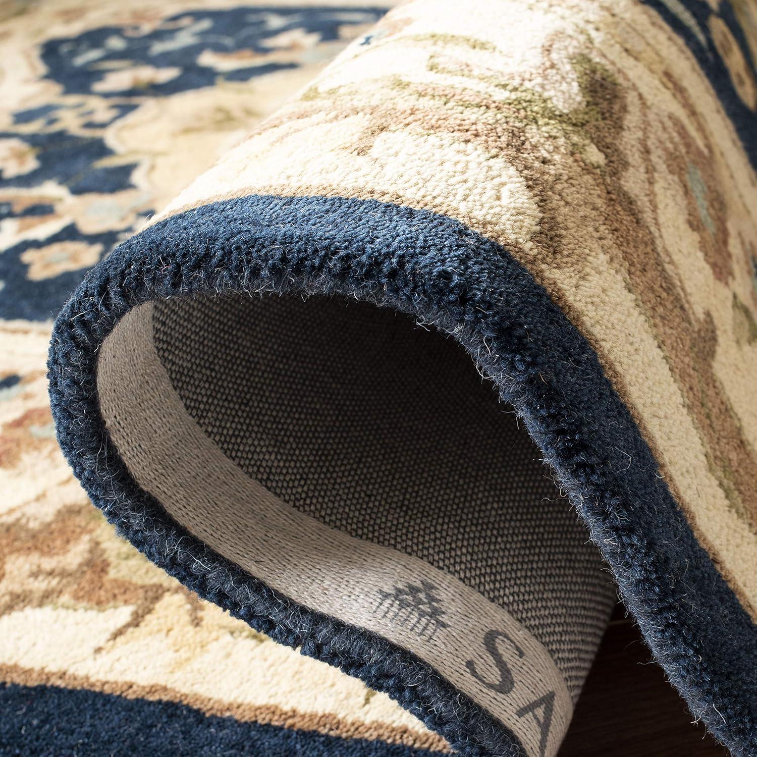 Empire EM824 Hand Tufted Indoor Area Rug - Navy/Beige - 7'6"x9'6" - Safavieh