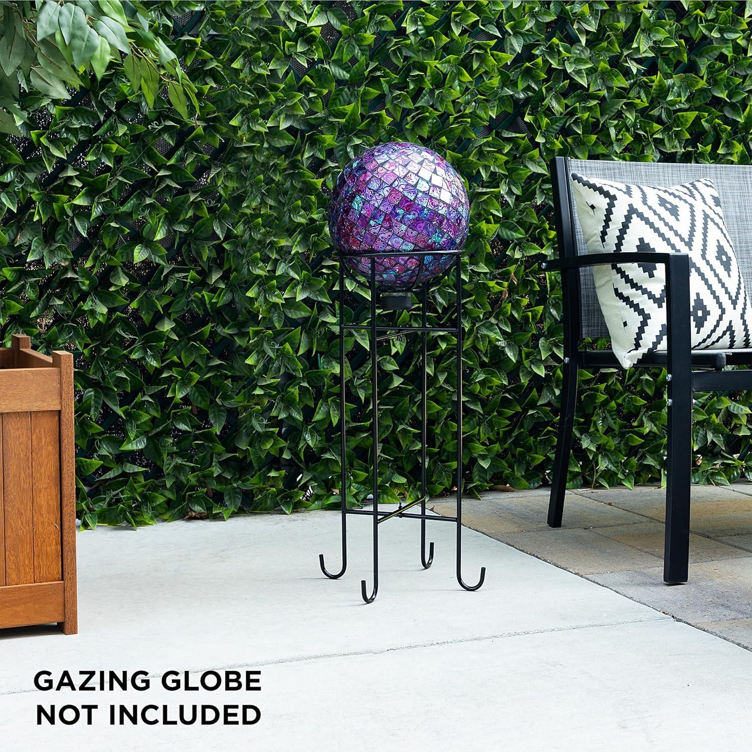 24" Metal Gazing Globe Stand - Alpine Corporation: Pedestal Display for Outdoor Decor, Black Finish