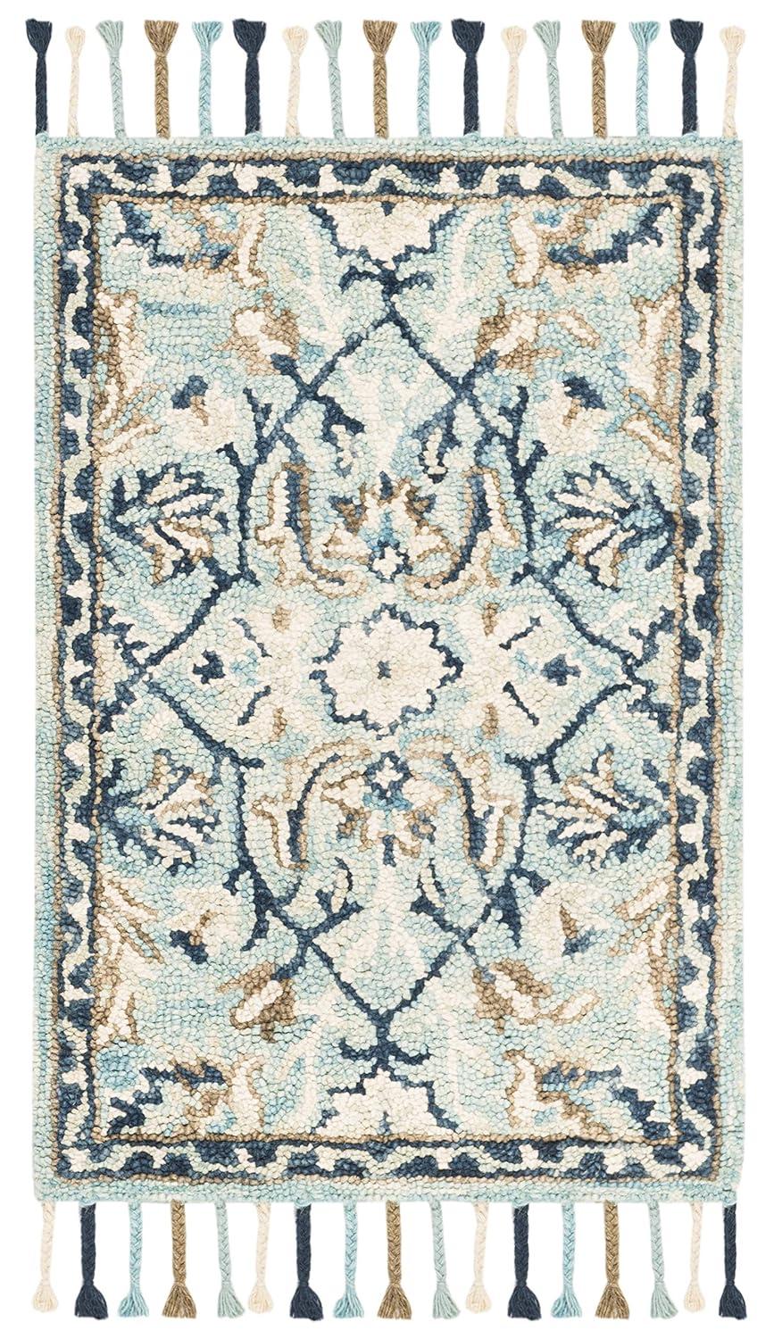 Blossom BLM457 Hand Tufted Runner Rug - Blue/Ivory - 2'3"x6' - Safavieh.