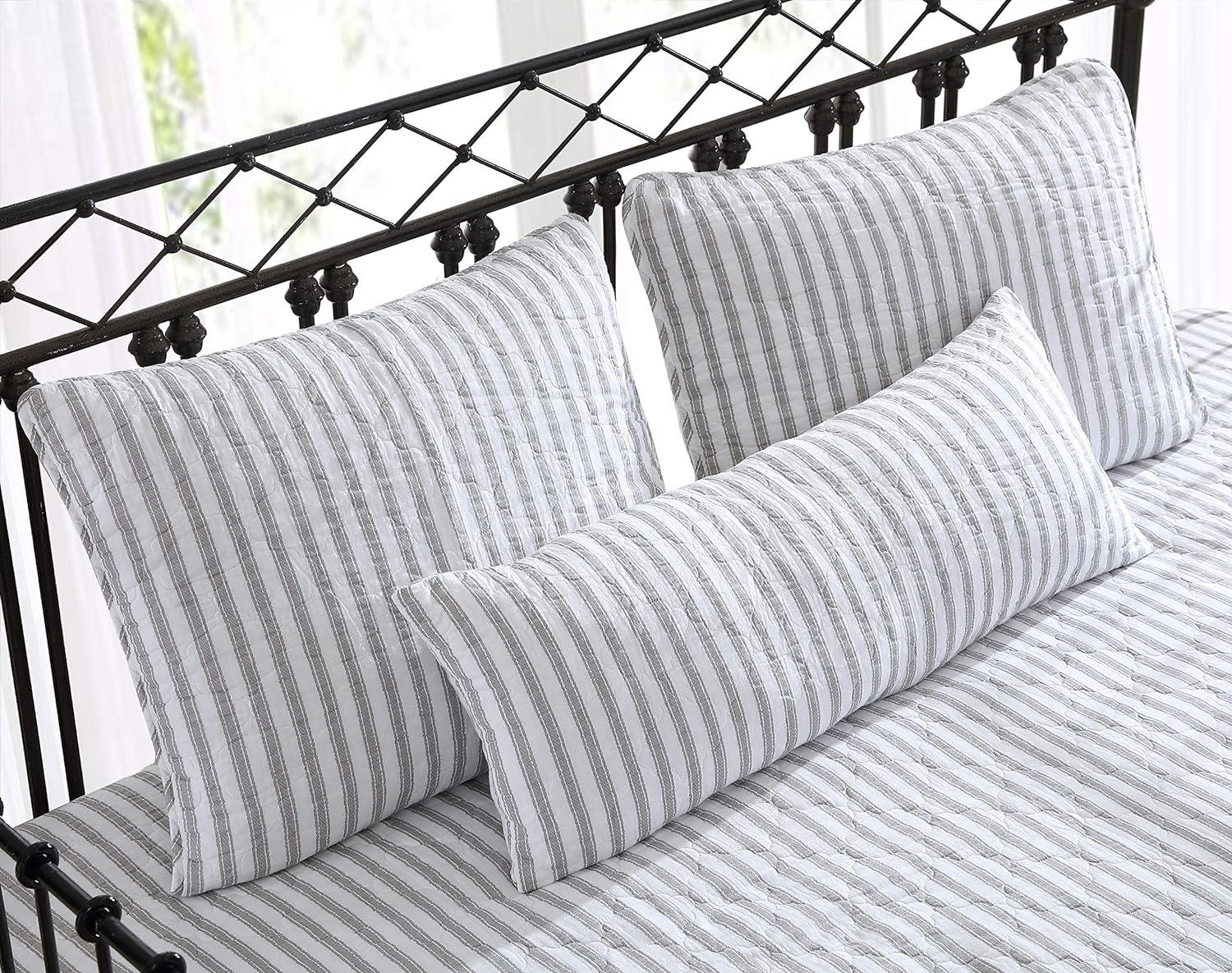 Gray Cotton Reversible Daybed Cover Set with Shams