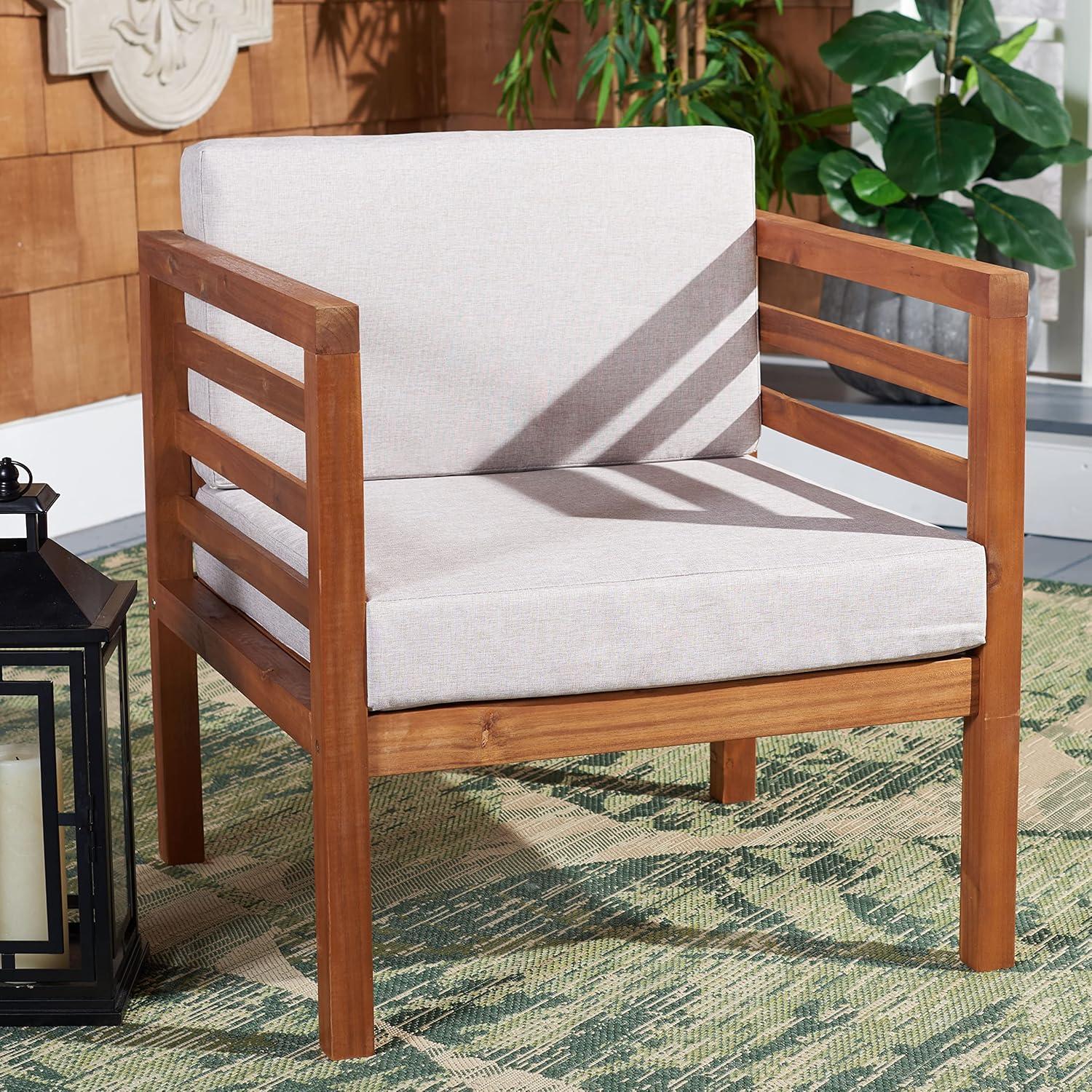 Kinnell Outdoor Armchair Indoor/Outdoor - PAT7301 - Natural/Light Grey - Safavieh