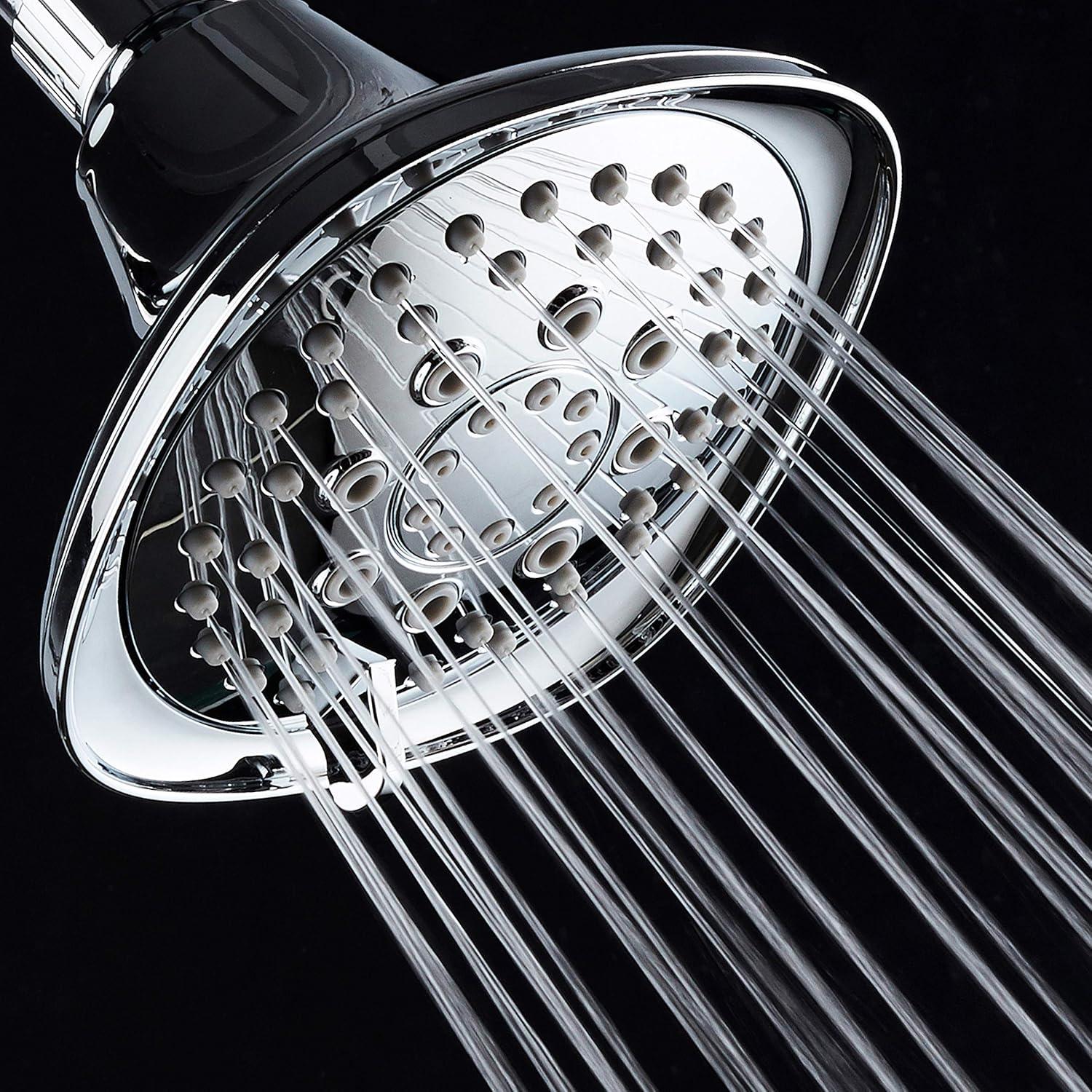 Chrome Square High-Pressure 6-Setting Luxury Shower Head