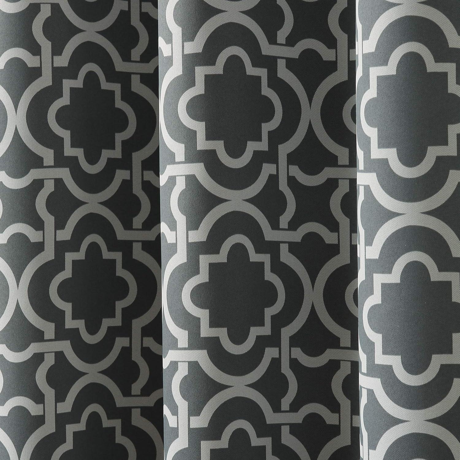 40"x84" Sun Zero Blackout Barnett Trellis Grommet Curtain Panel Gray: Thermal Insulated, Energy Efficient, Noise Reduction