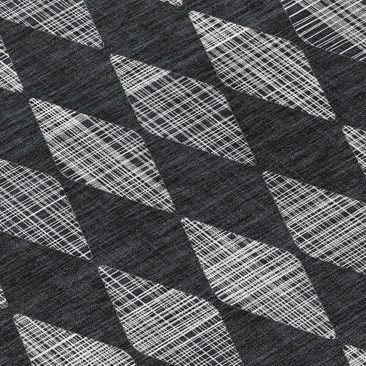 Charcoal Diamond Pattern Machine Washable Rug 1'8" x 2'6"