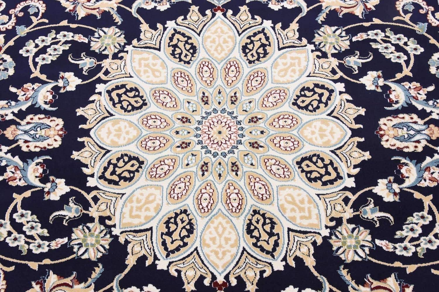 Navy Blue Floral Harmony 8' x 10' Synthetic Area Rug