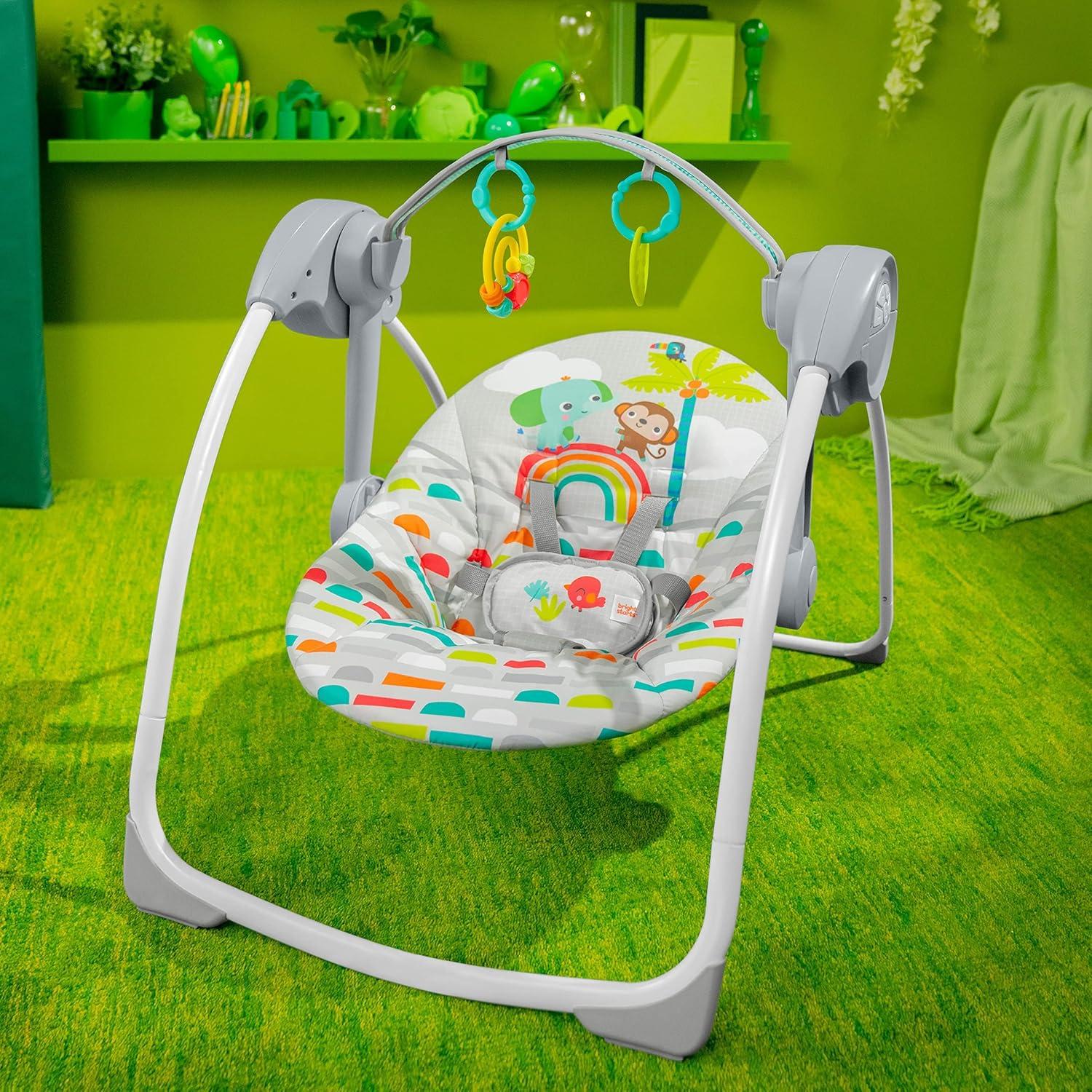 Bright Starts Playful Paradise Portable Compact Baby Swing - Unisex - Green