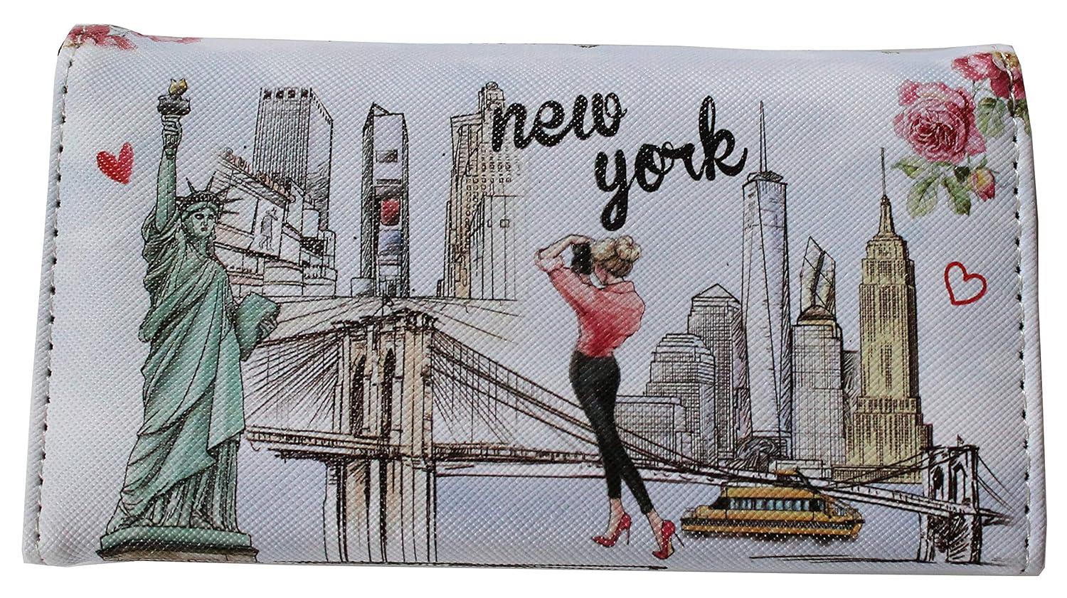 Compact White Synthetic Leather New York Souvenir Wallet