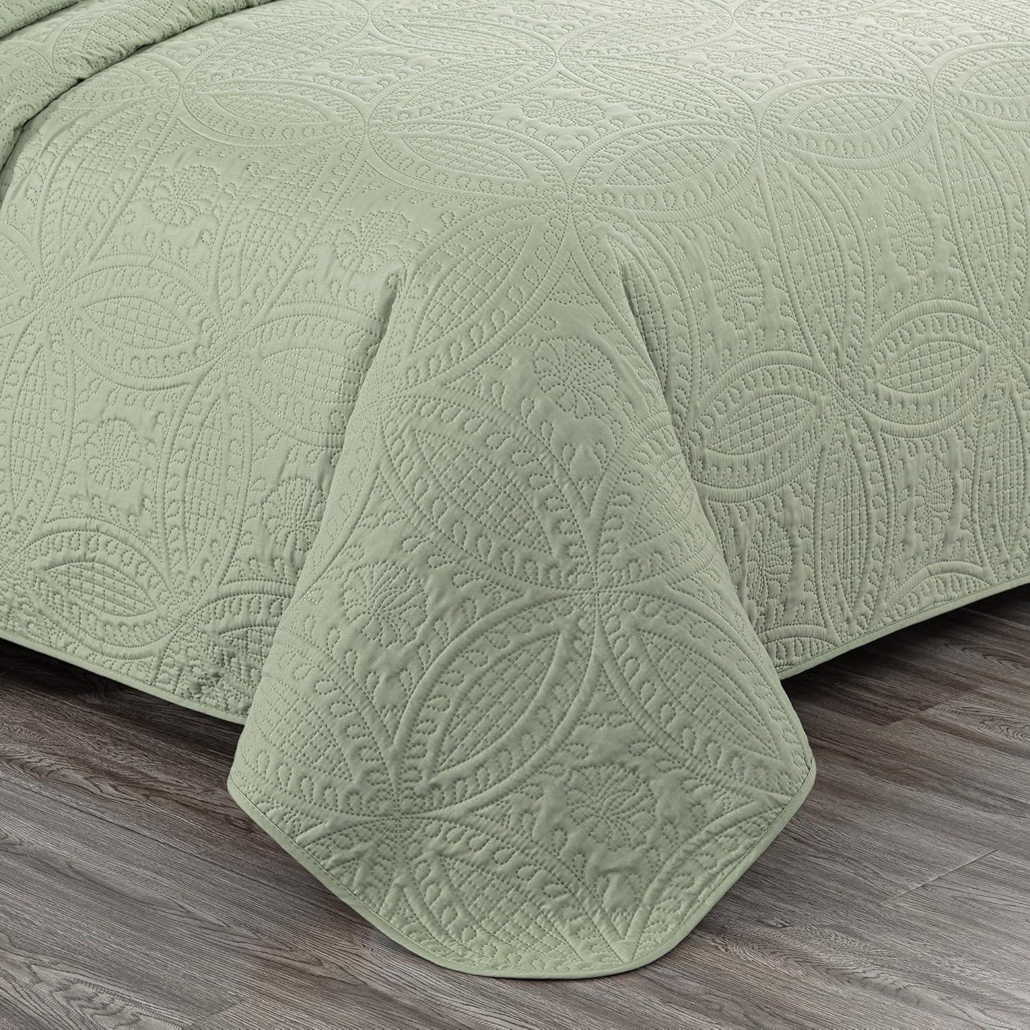 Chezmoi Collection Austin Microfiber Reversible 3-Piece Coverlet / Bedspread Set