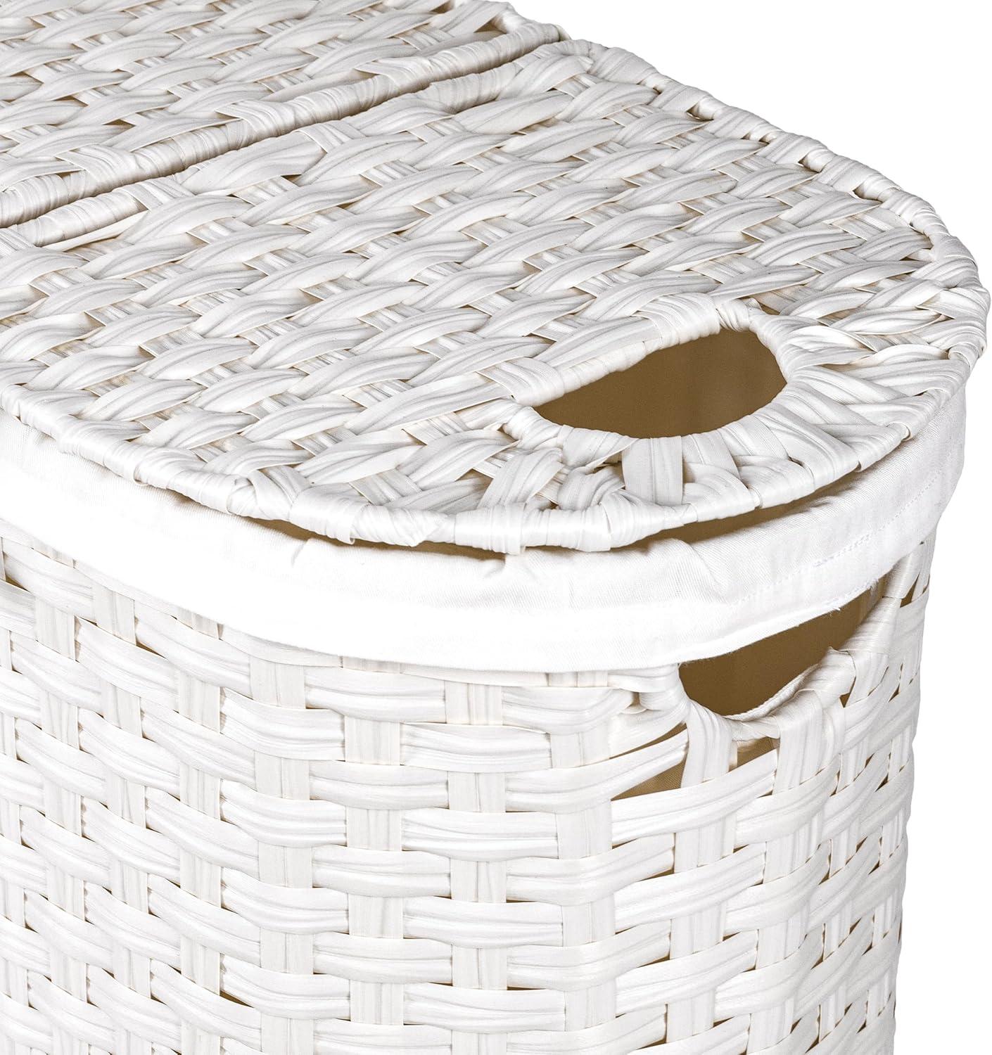 Handwoven Double Lidded Oval Hamper Sorter