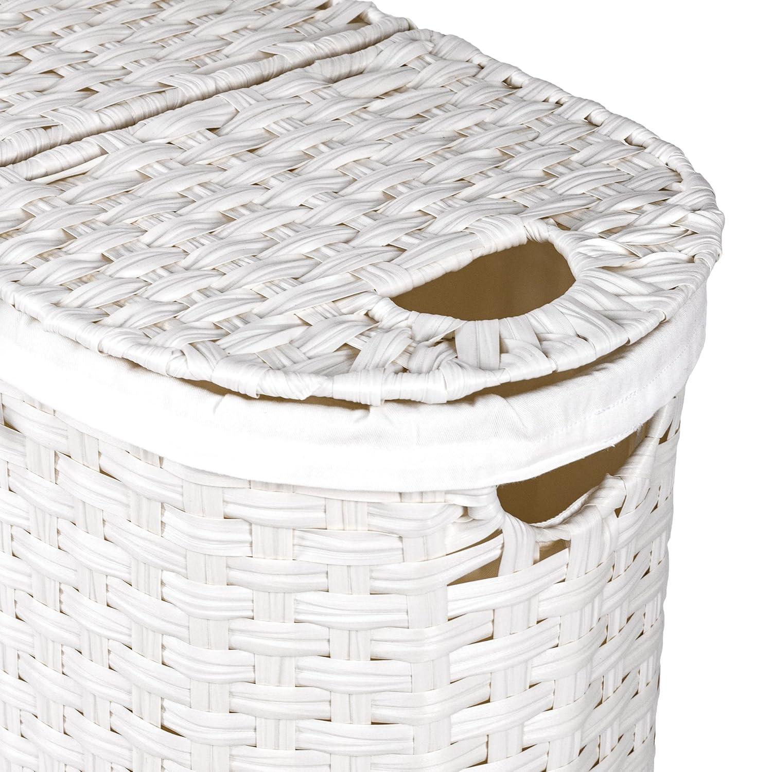 Handwoven Double Lidded Oval Hamper Sorter