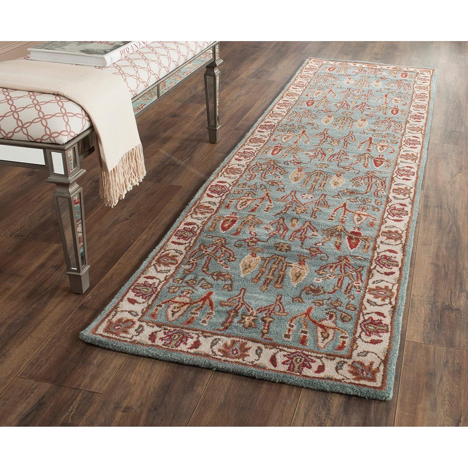 SAFAVIEH Heritage Donette Traditional Wool Area Rug, Blue/Ivory, 9' x 12'