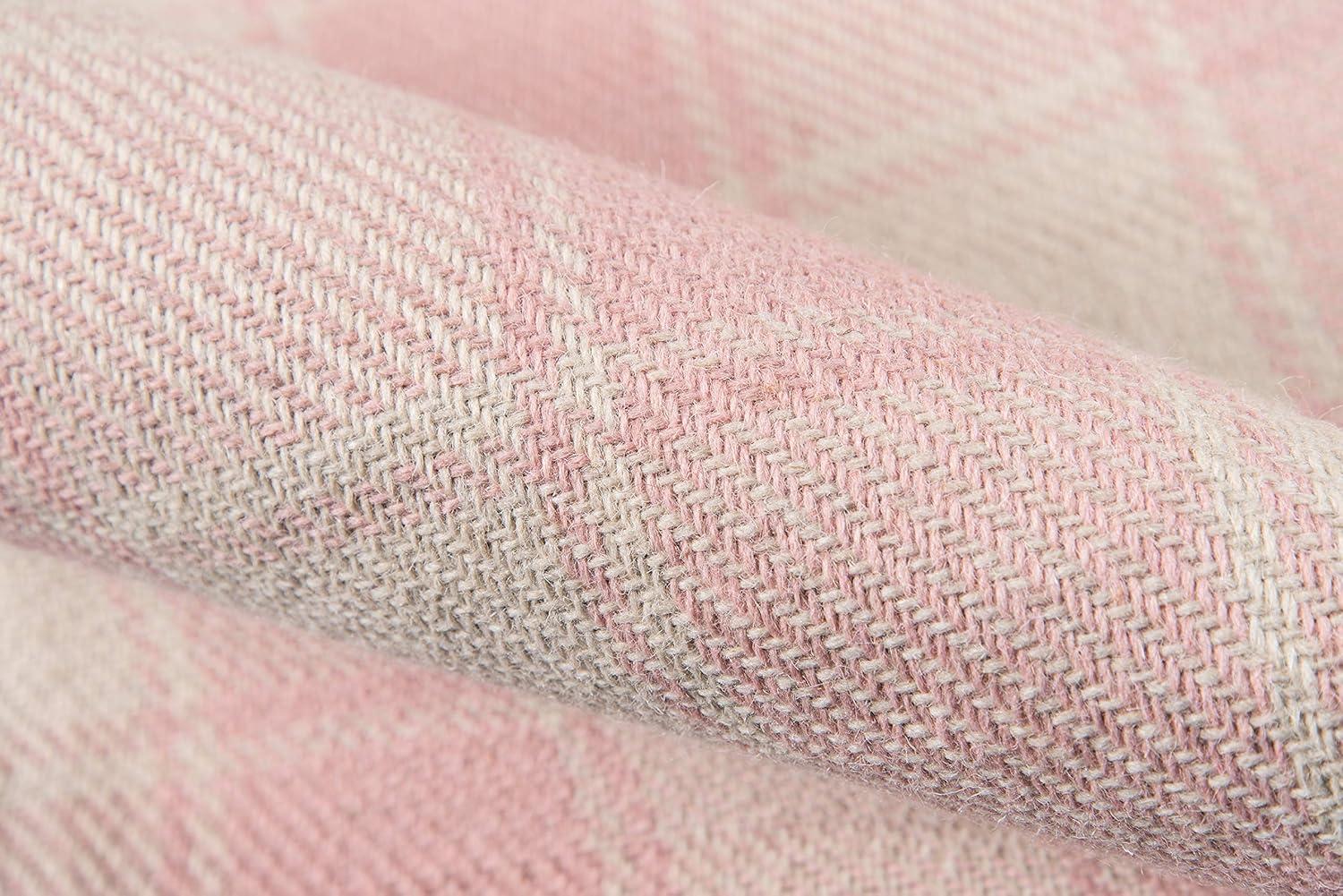 Marlborough Plaid Handmade Flatweave Wool Pink/Ivory Area Rug