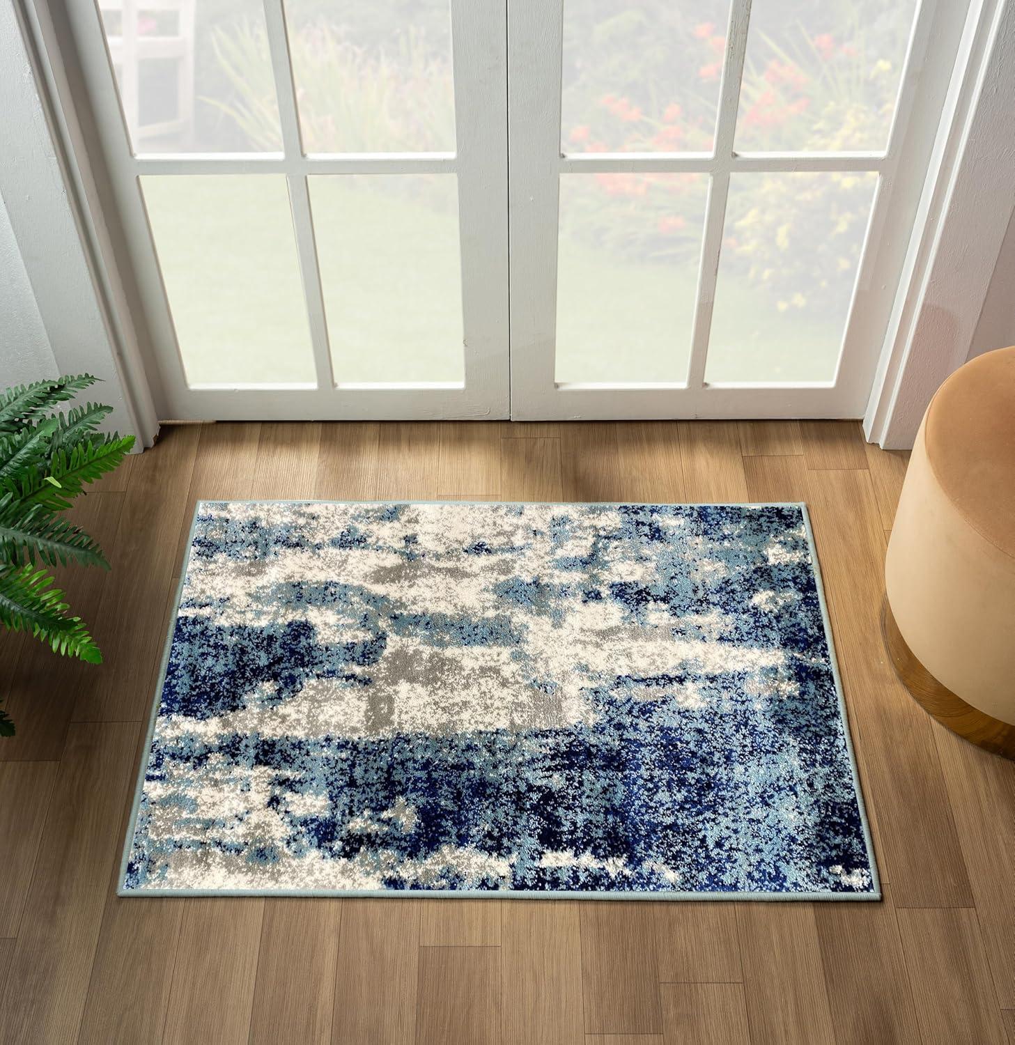 17 Stories Elkmont Abstract Light Blue/Gray Area Rug