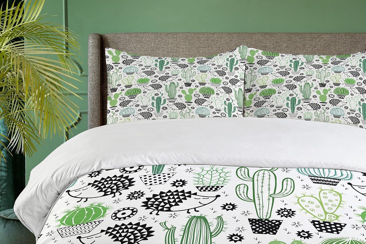 Ambesonne Eclectic Floral Duvet Cover Set