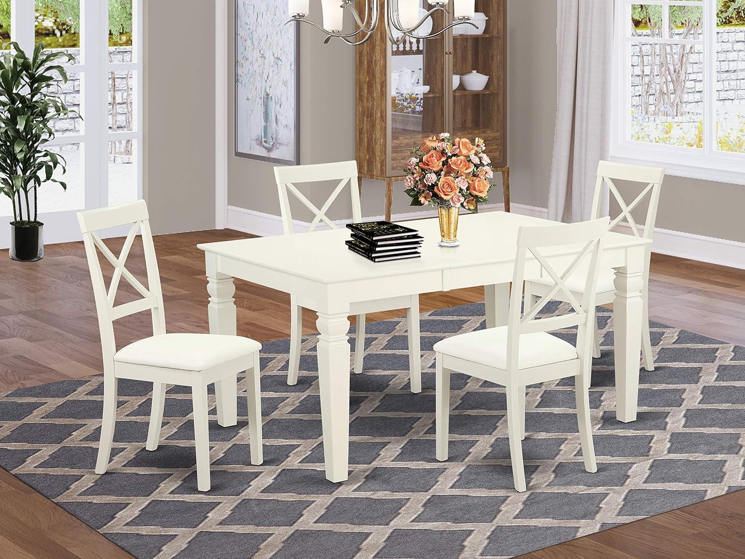 WEBO7-LWH-LC 7 Pc Set With One Weston Table And 6 Faux Leather Seat Chairs