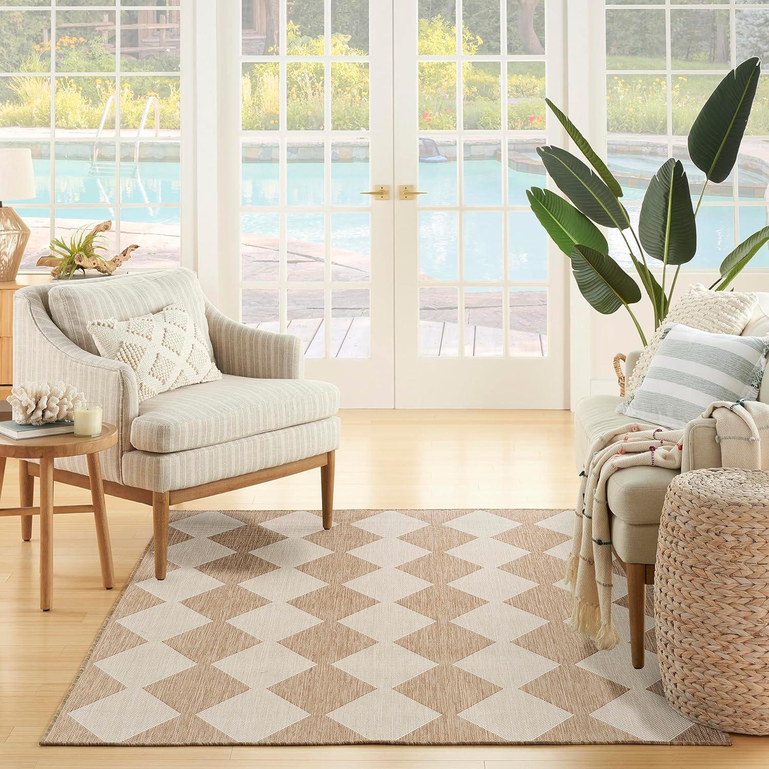 Nourison Positano 4' x 6' Jute Diamond Modern Flatweave Indoor/Outdoor Rug