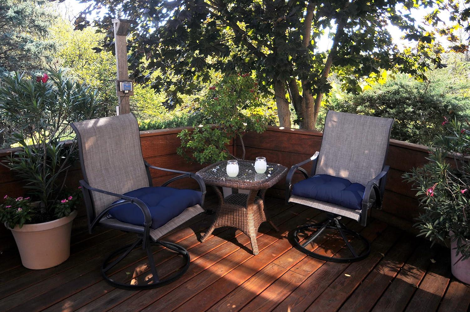 Everything Comfy Navy Indoor / Outdoor Seat Cushion Patio D Cushion 20" x 20", 2 Tie Backs