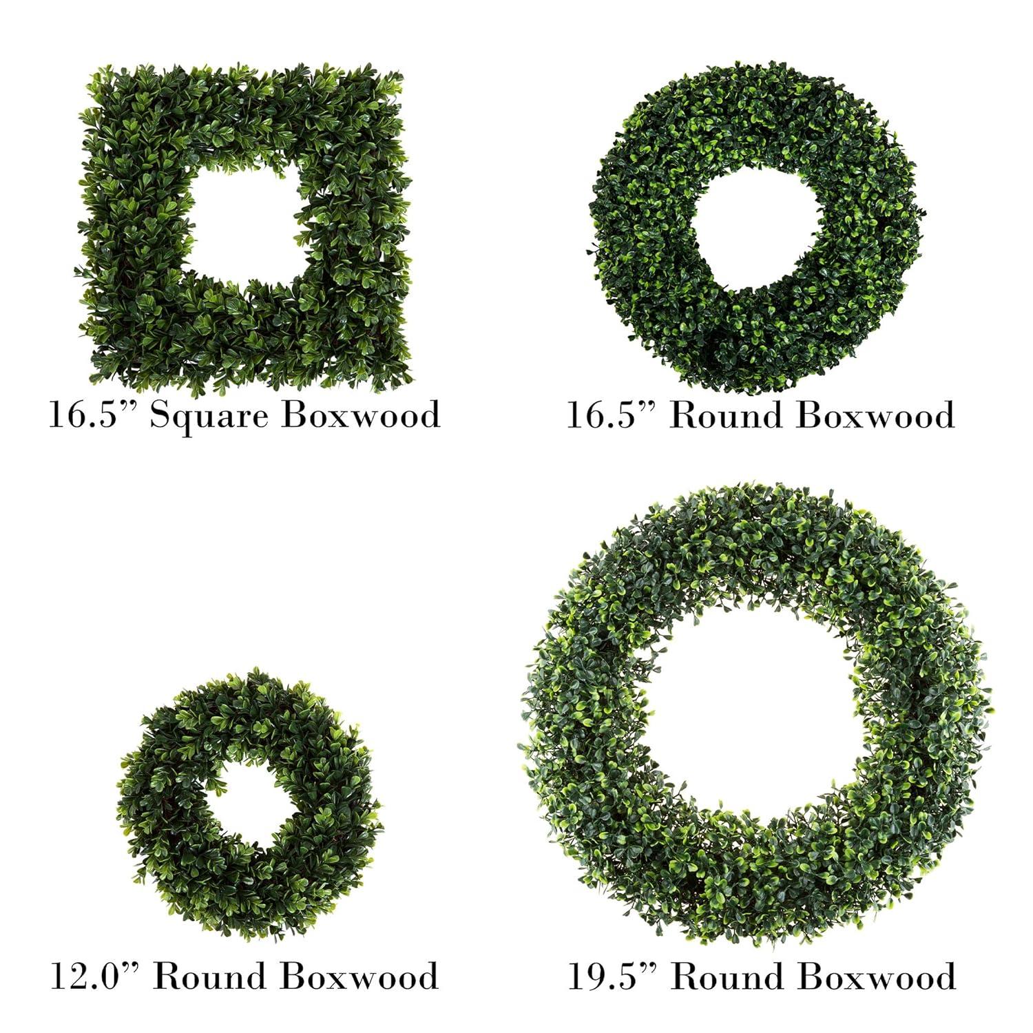 Pure Garden Set of Two 19.5-Inch Indoor/Outdoor Artificial Boxwood Wreaths