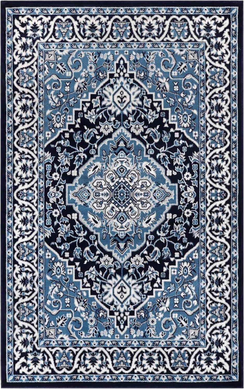 Superior Glendale Oriental Medallion Indoor Area Rug, 5'x5' Square, Gray