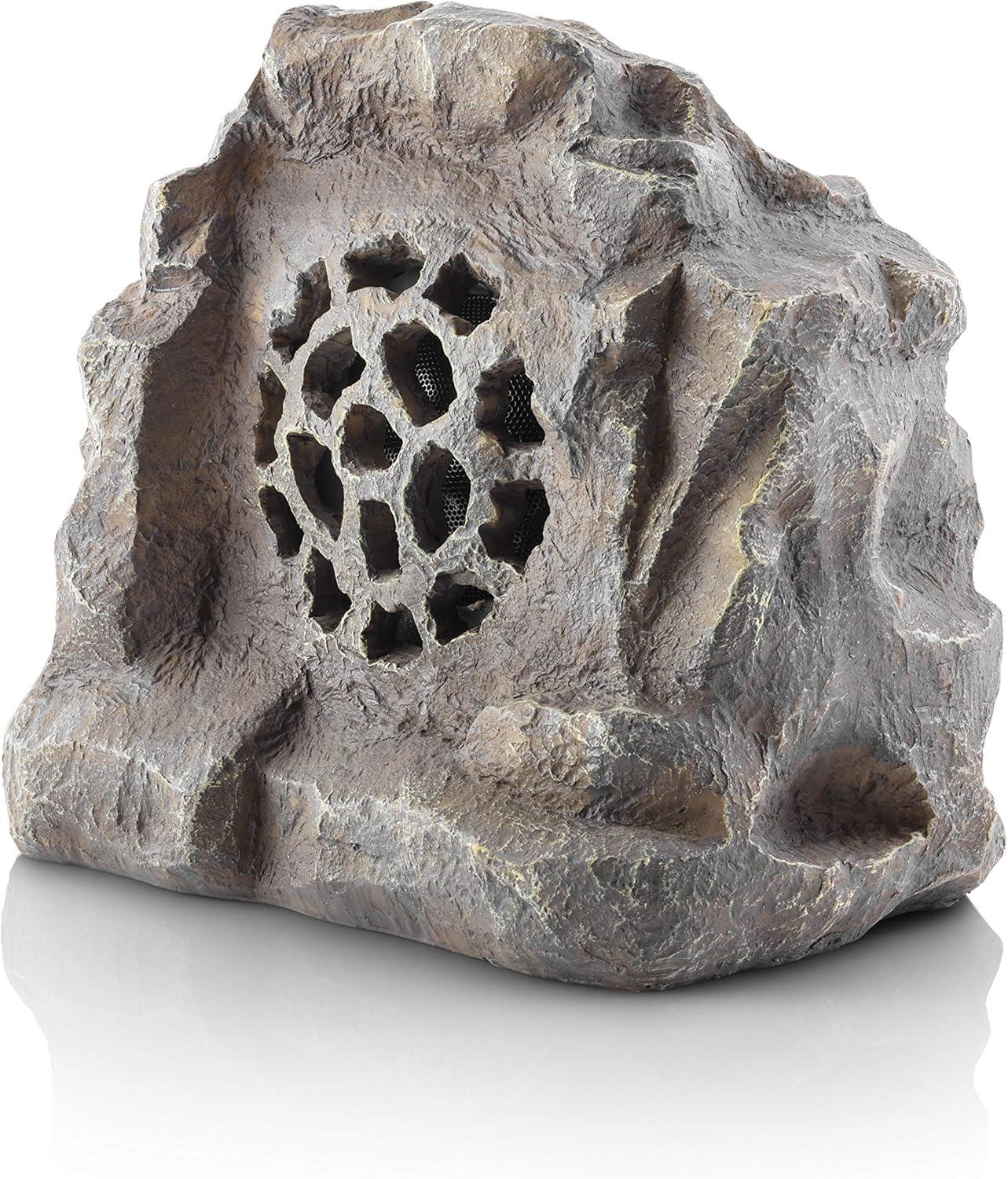 11" Polyresin Solar Bluetooth Rock Speaker - Alpine Corporation: Weather-Resistant, Garden Decor