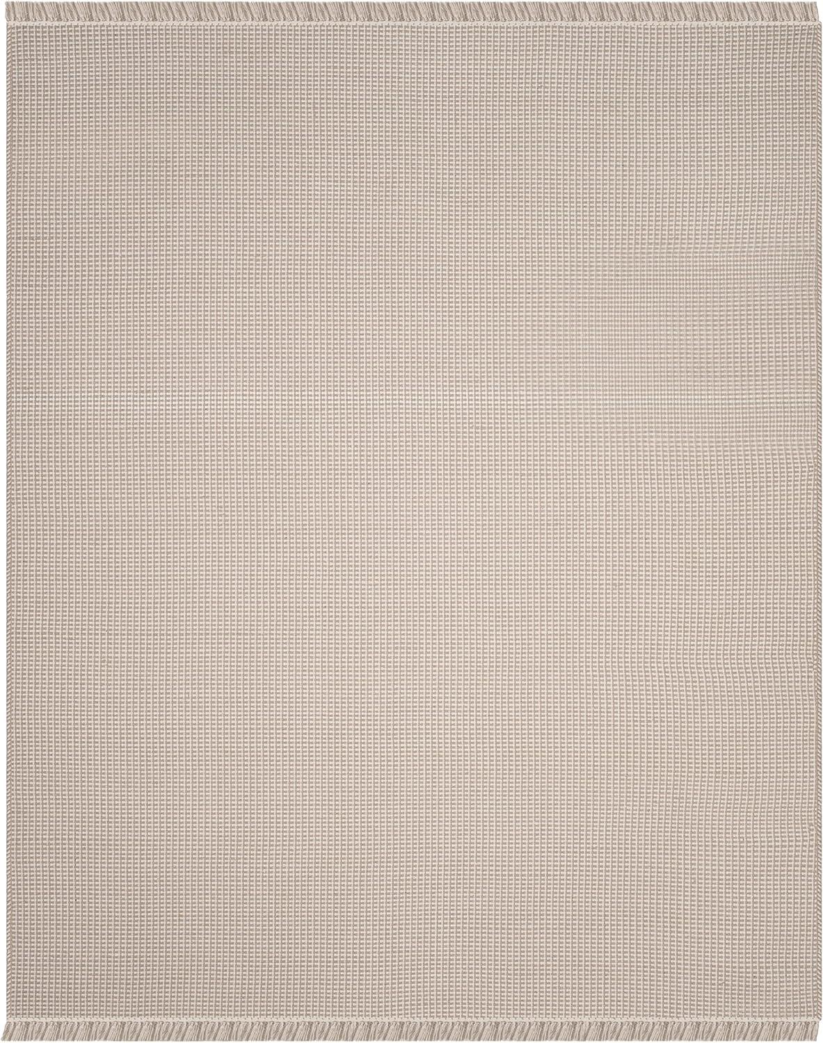 Ivory and Grey Flat Woven Cotton Area Rug, 9' x 12'