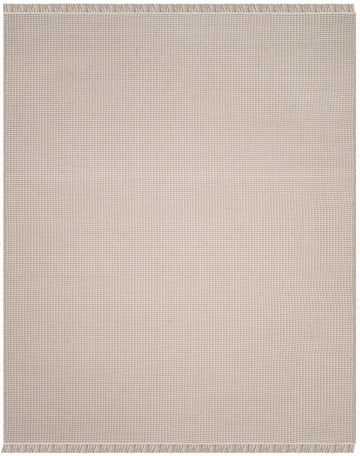 Ivory and Grey Flat Woven Cotton Area Rug, 9' x 12'