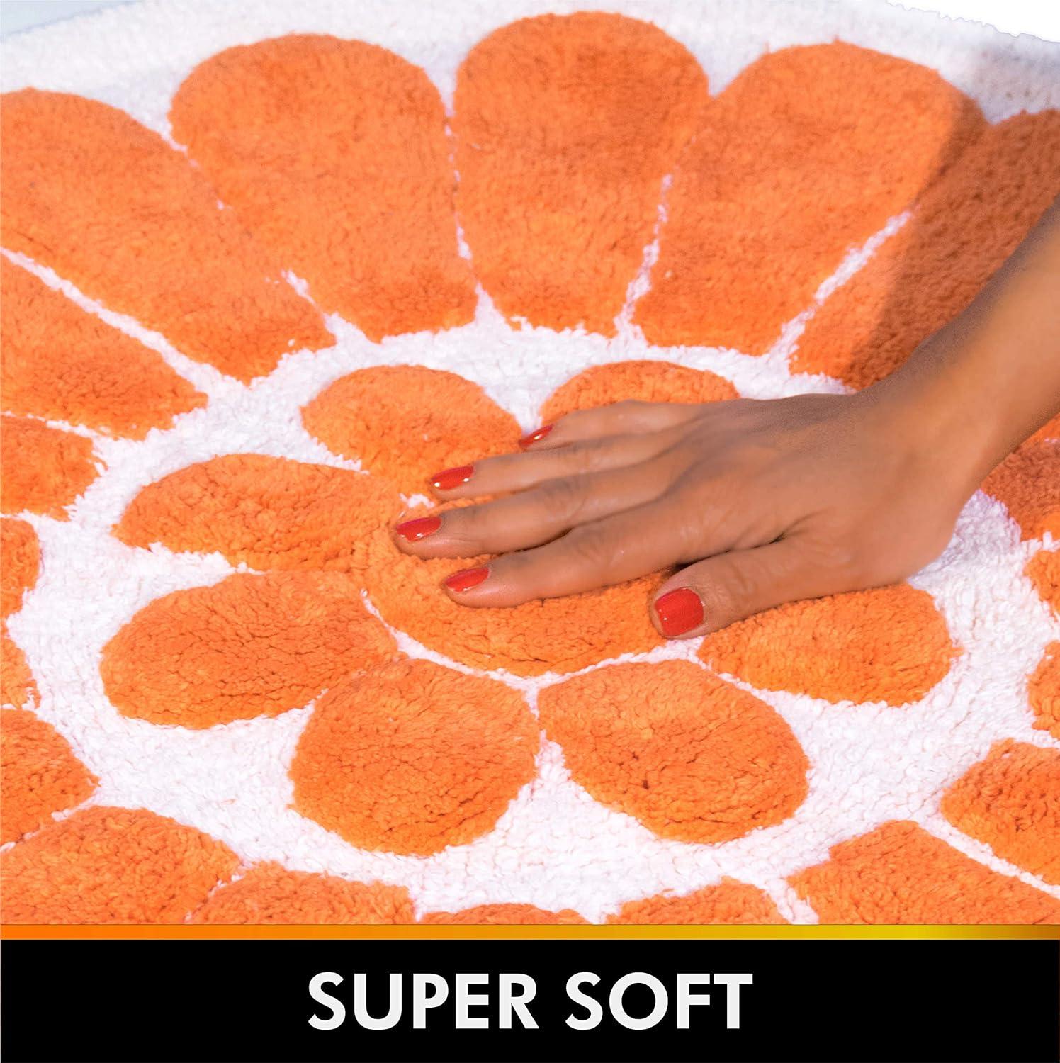 Chesapeake Merchandising 2pc Bursting Flower Bath Rug Set Coral : Microfiber, Machine Washable, Non-Slip Backing