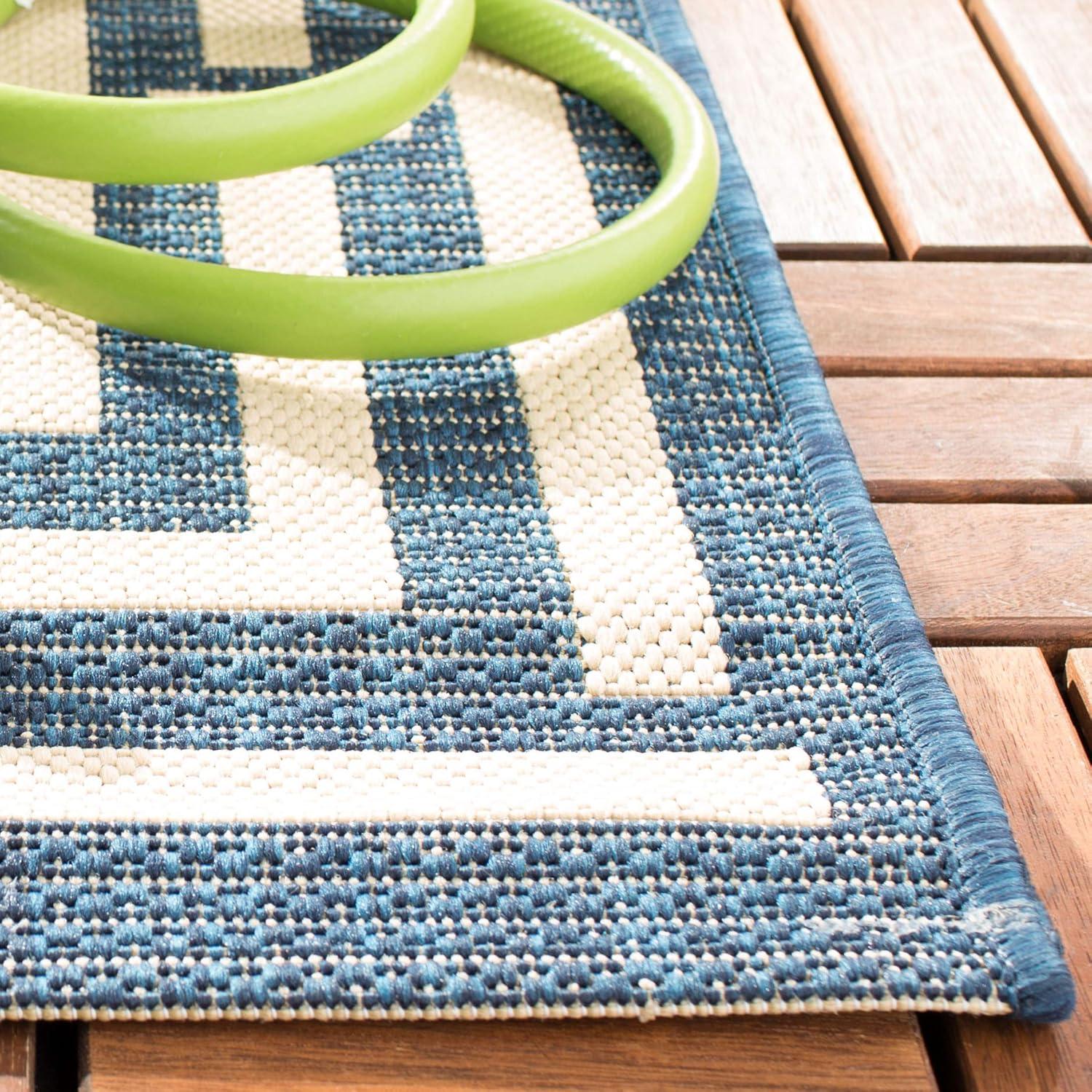 Courtyard CY6937 Power Loomed Indoor and Outdoor Area Rug - Navy/Beige - 5'3"x7'7" - Safavieh