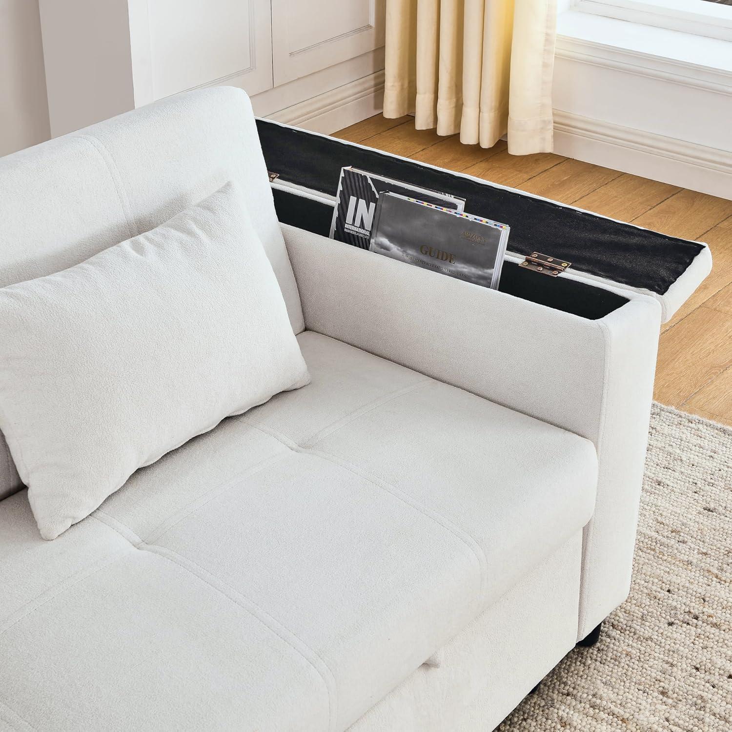 Neretva  54" Pull Out Sleeper Sofa Bed 3-in-1 Convertible Futon Couch with Pullout Bed, Cupholders,Reclining Backrest, Storage Pockets,USB Power Outlet – Modern Space Lounge Furniture for Living Room