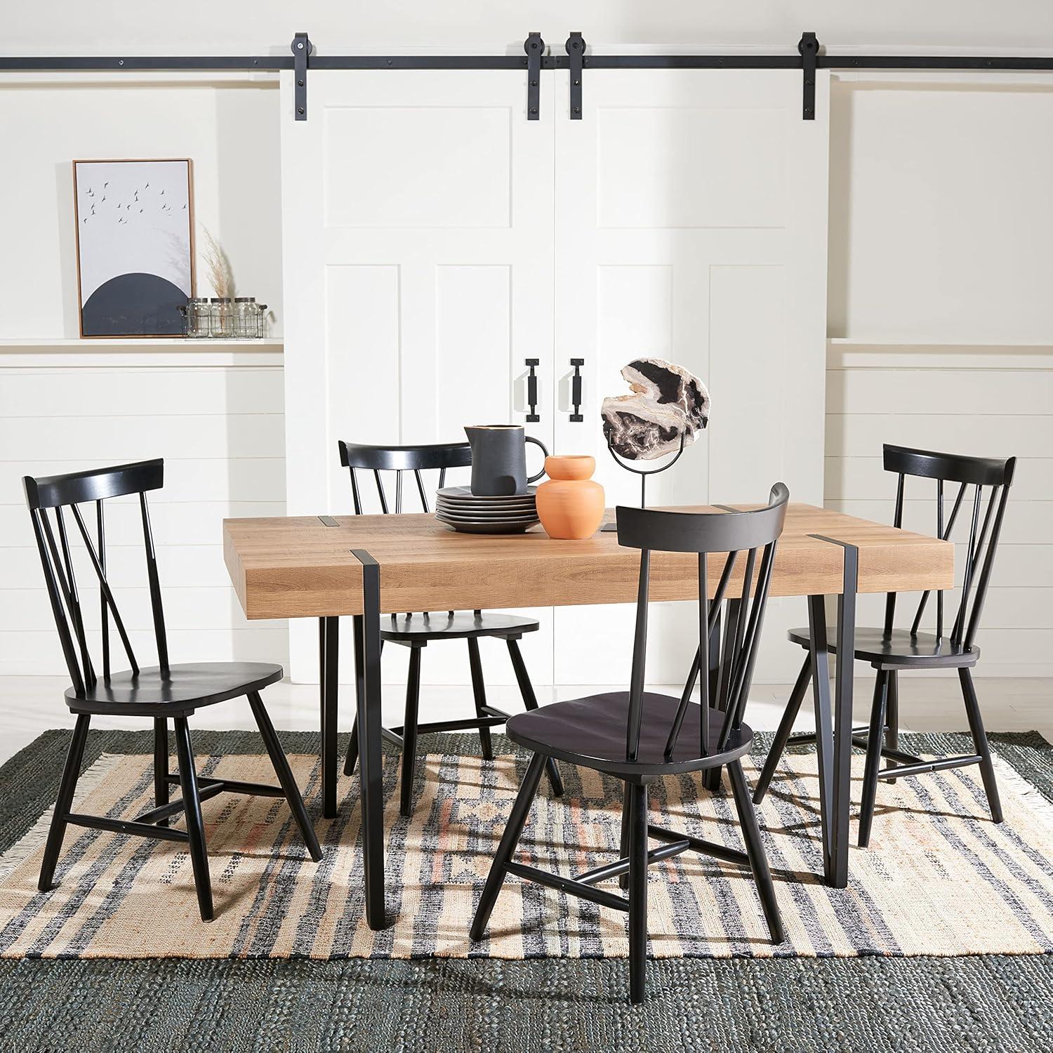 Contemporary Black Windsor Silhouette Upholstered Dining Chair Set