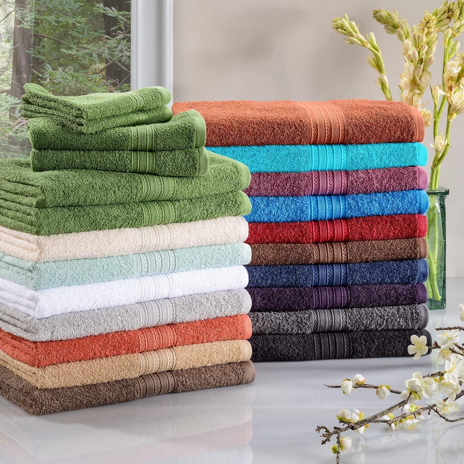 Rosewood Cotton 6-Piece Towel Set with Chevron Border