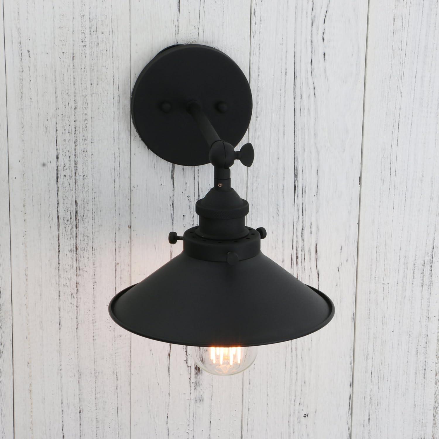 PERMO Vintage Industrial Metal Wall Sconce Lighting 180 Degree Adjustable Wall Lamp (Black)