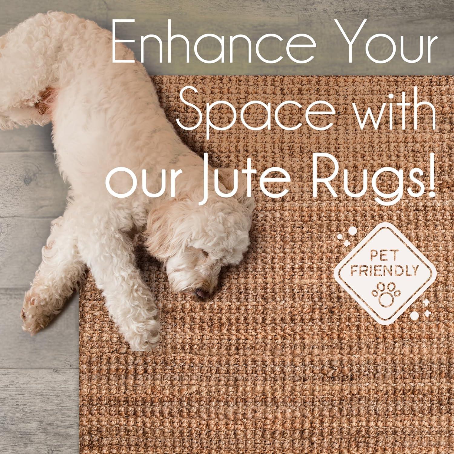 Nuloom Raleigh Solid 8 Square Wool Jute Indoor Area Rug for Dining Room Rug Neutral Rug Living Room Rug Kitchen, Natural