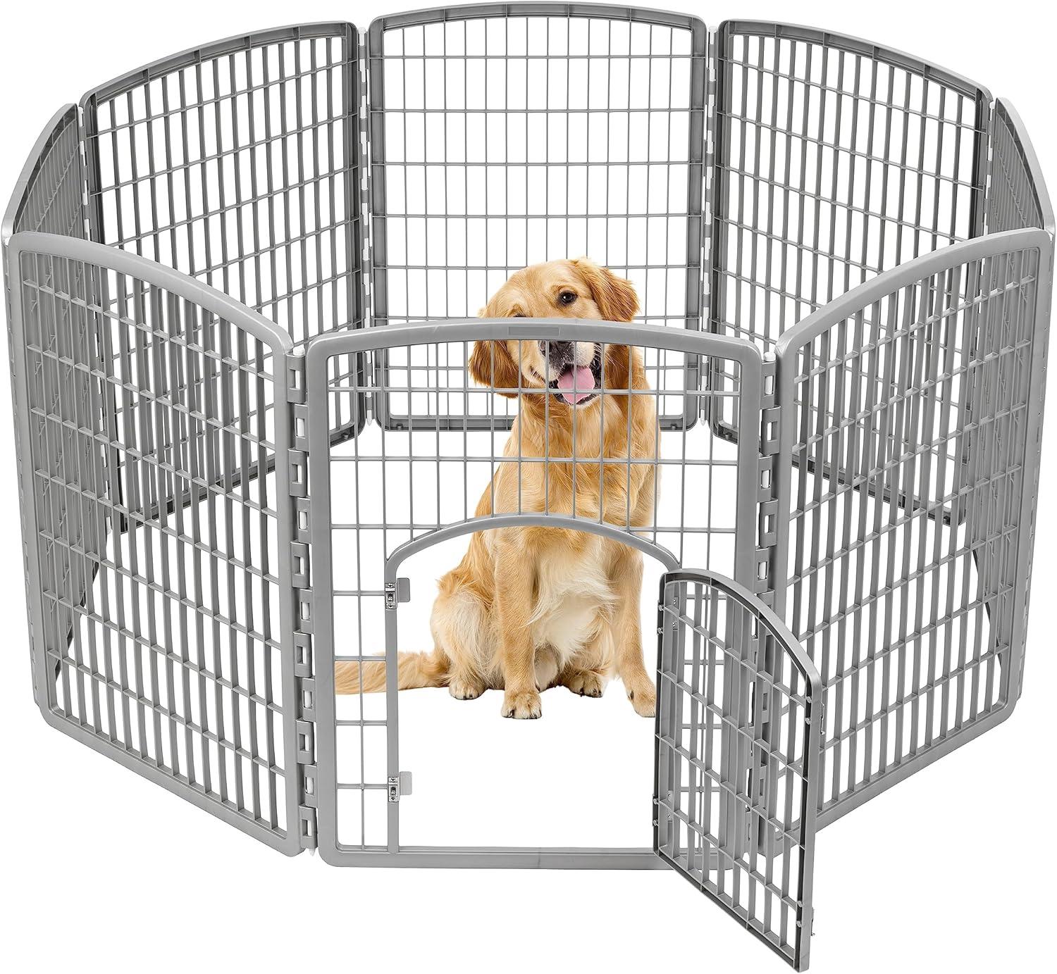 IRIS USA 4-8Panel 24/34"H Plastic Pet Playpen with Door