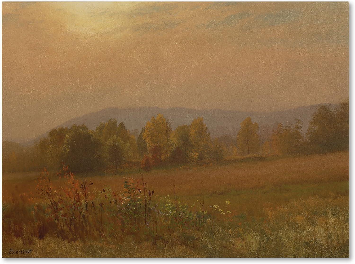 Trademark Fine Art "Autumn Landscape New England" by Albert Bierstadt Framed Painting Print on Wrapped Canvas