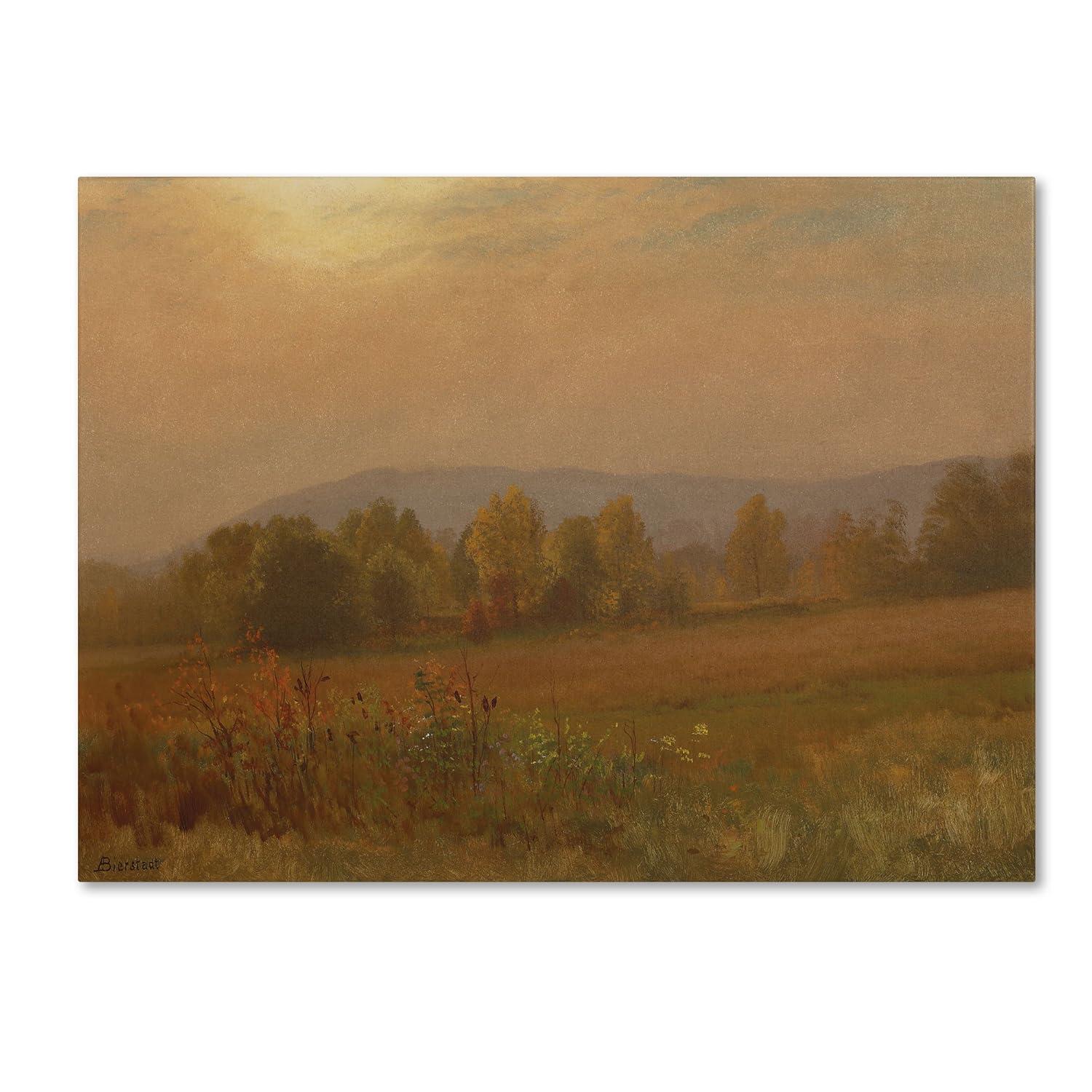 Trademark Fine Art "Autumn Landscape New England" by Albert Bierstadt Framed Painting Print on Wrapped Canvas