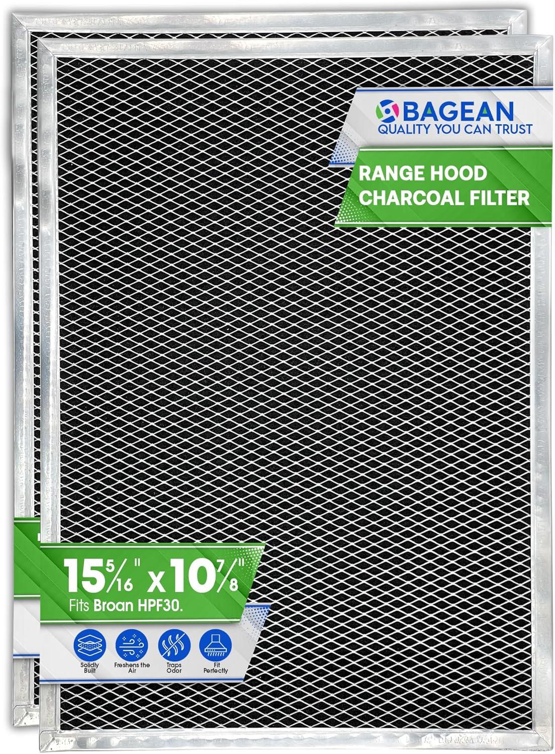 Range Hood Charcoal Filter Replacement Fits 15.29” x 10.86” BPPF30 Broan Range Hood Filter - Carbon Filter for Ductless Range Hood - Filters and Freshens the Air Over the Oven (2-Pack)