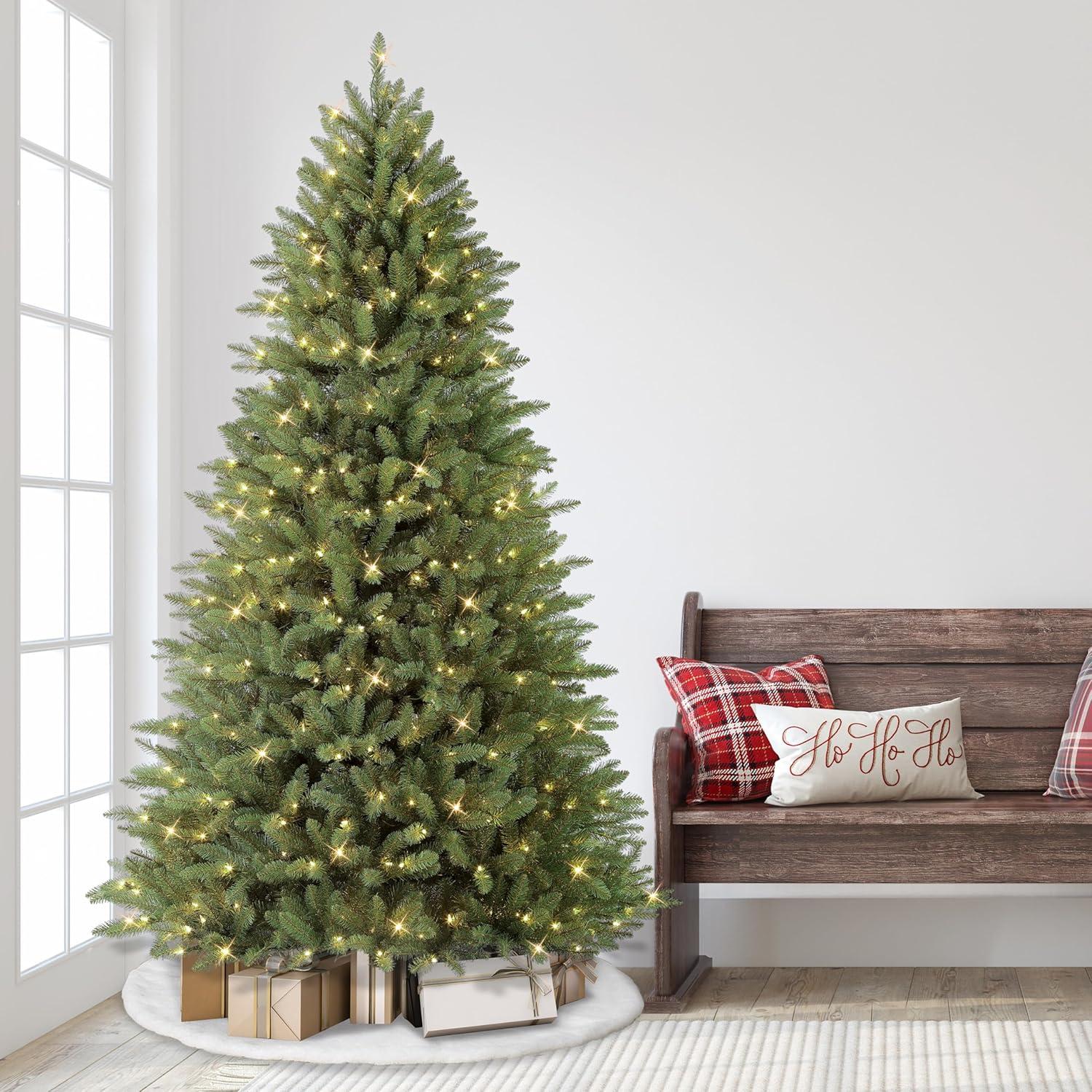 7.5 ft Pre-Lit Slim Elegant Series Fraser Fir Artificial Christmas Tree with 600 UL-Listed Clear Lights